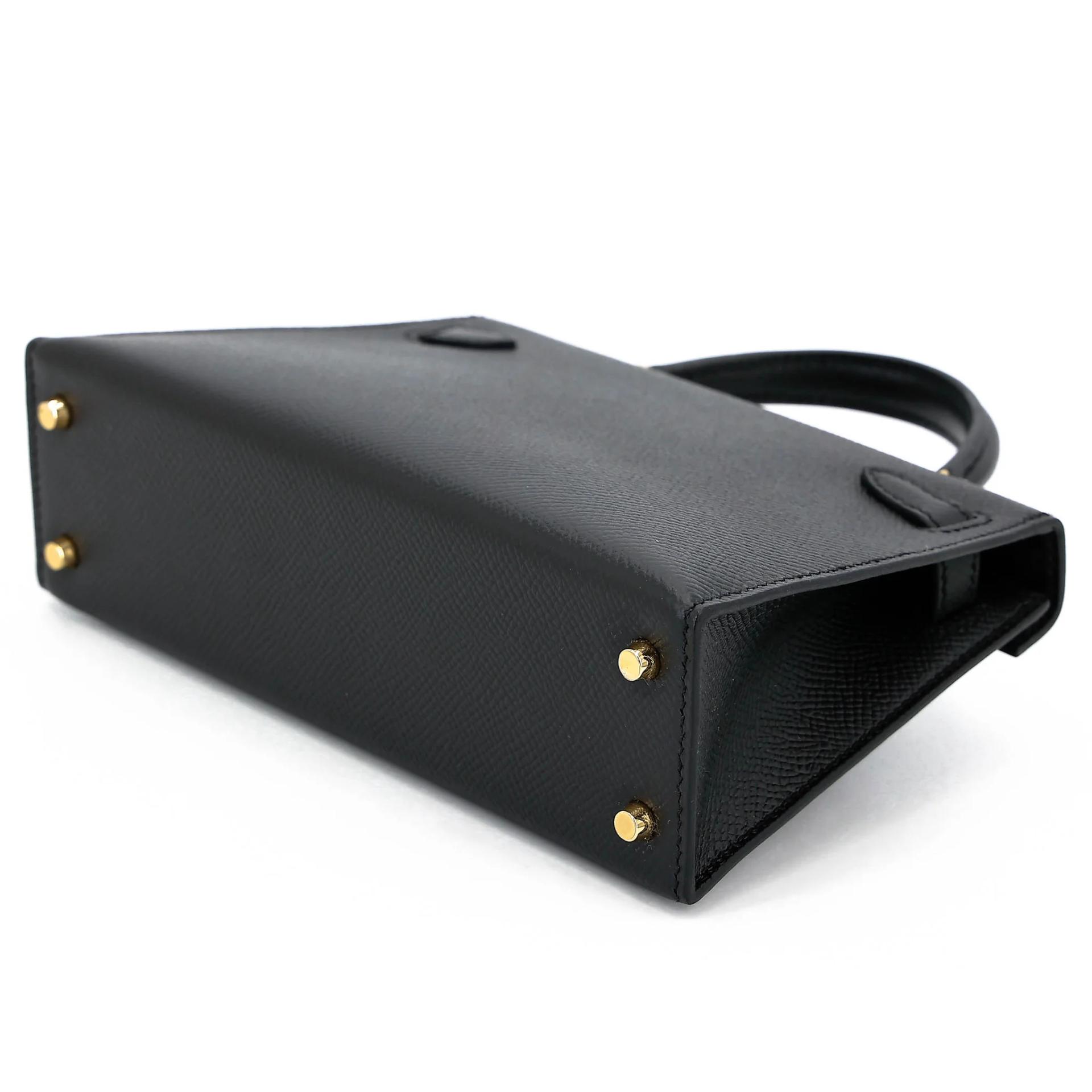 Excellent ( Rank SA ) HERMÈS Mini Kelly II Noir (89) Epsom Gold hardware W (2024) - 6