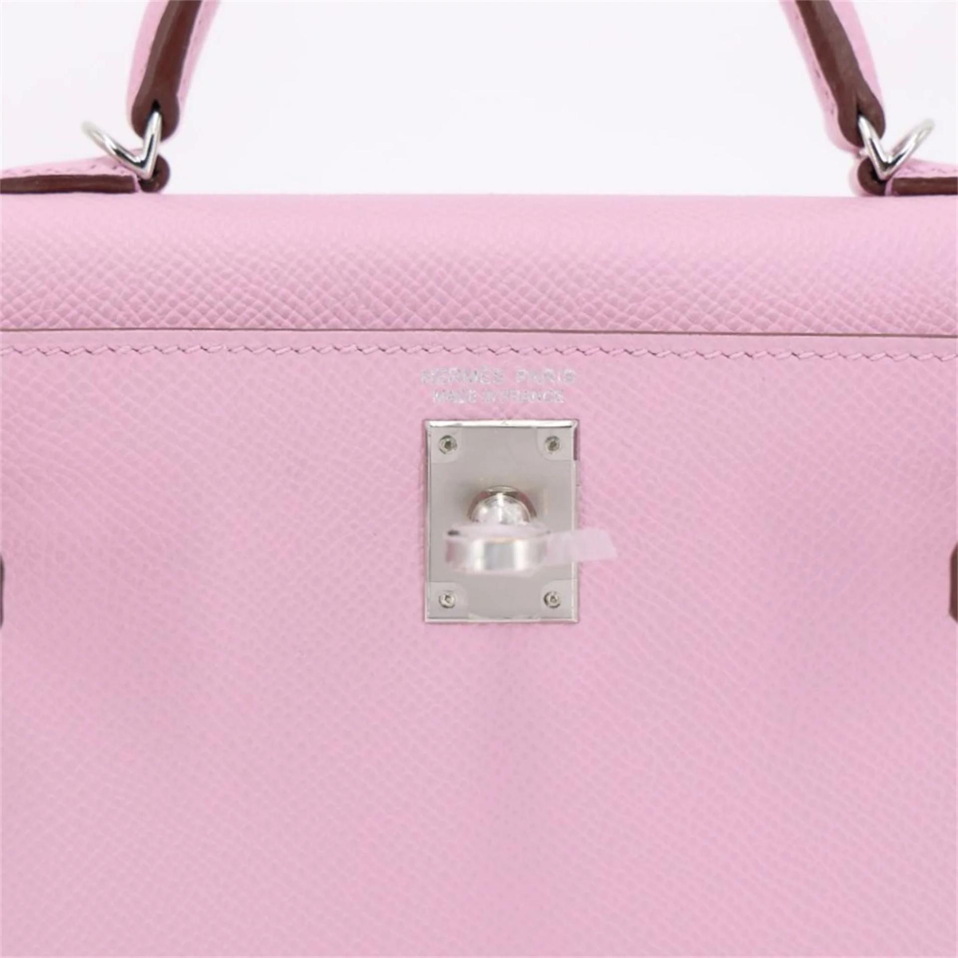 Unused ( Rank NS ) HERMÈS Mini Kelly II Mauve Sylvestre (X9) Epsom Palladium hardware B (2023) - 10