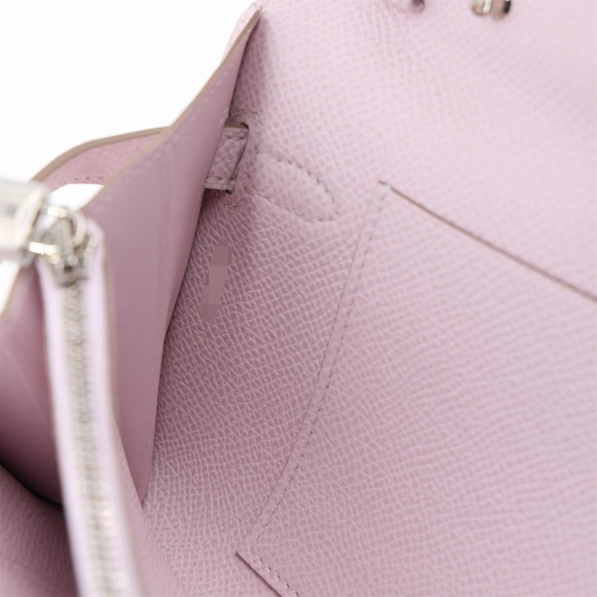Unused ( Rank NS ) HERMÈS Kelly To Go Wallet Mauve Pale (09) Epsom Palladium hardware U (2022) - 15