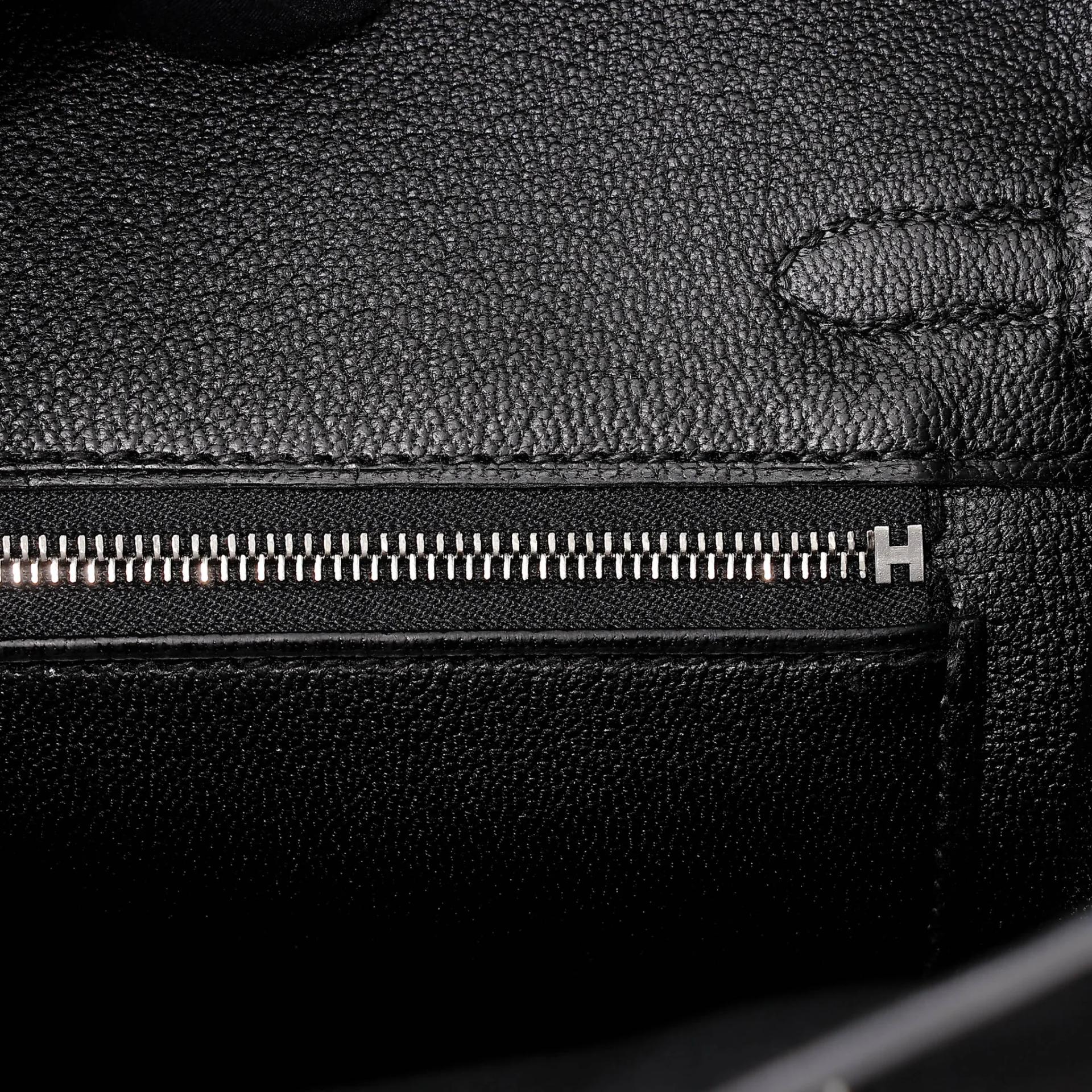 Excellent ( Rank SA ) HERMÈS Limited Edition Birkin 25 Rock Noir (89) Volupto calfskin Palladium hardware W (2024) - 21