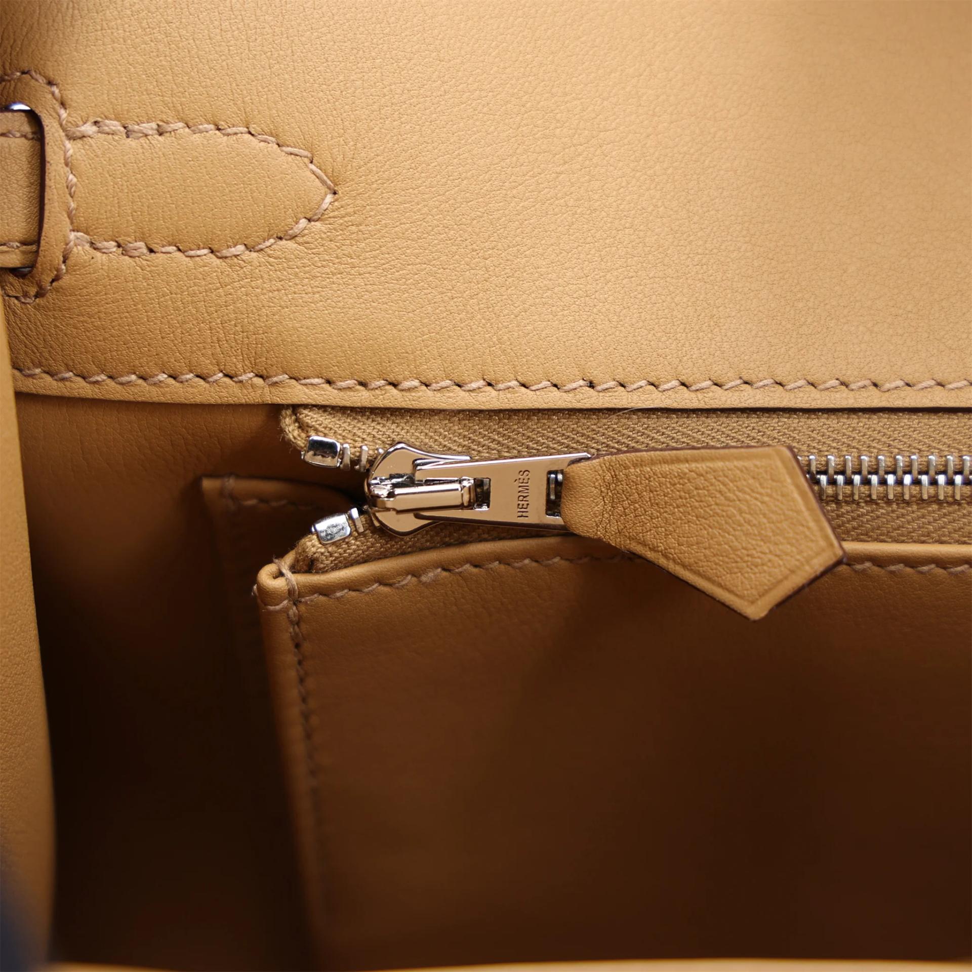 Unused ( Rank NS ) HERMÈS Limited Edition Birkin 25 In & Out Biscuit (4B) Swift Palladium hardware U (2022) - 14