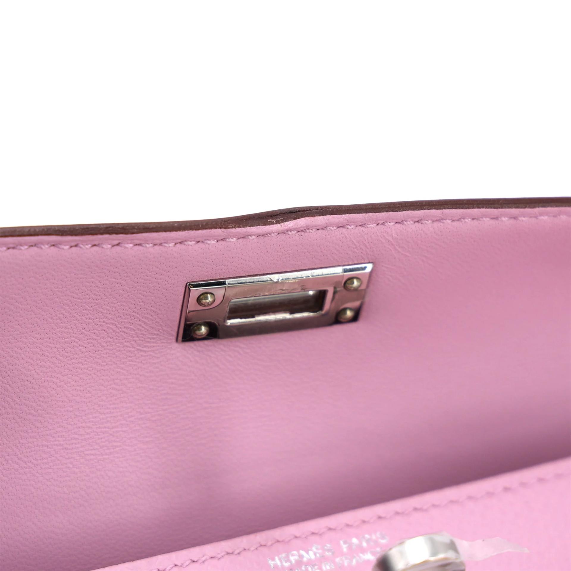 Unused ( Rank NS ) HERMÈS Mini Kelly II Mauve Sylvestre (X9) Epsom Palladium hardware B (2023) - 11