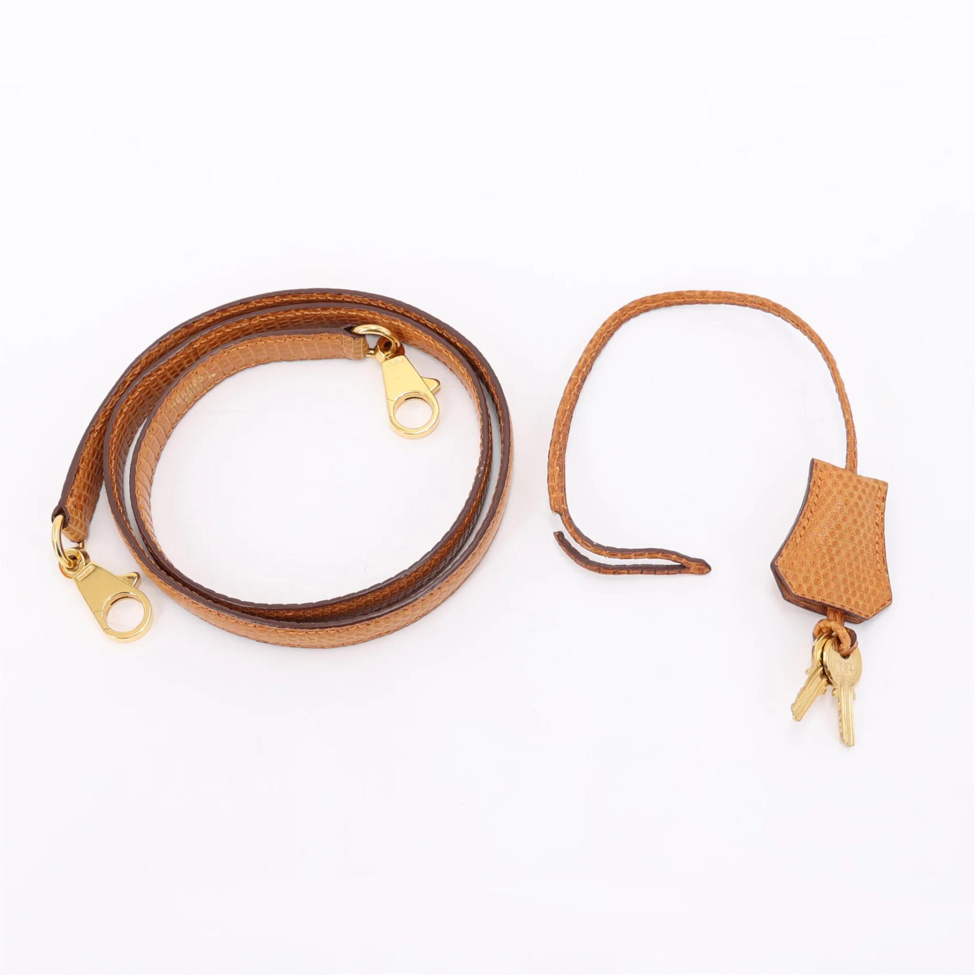 Good ( Rank AB) HERMÈS Kelly 32 Sellier Natural (27) Lizard Gold hardware Circle X (1994) - 20