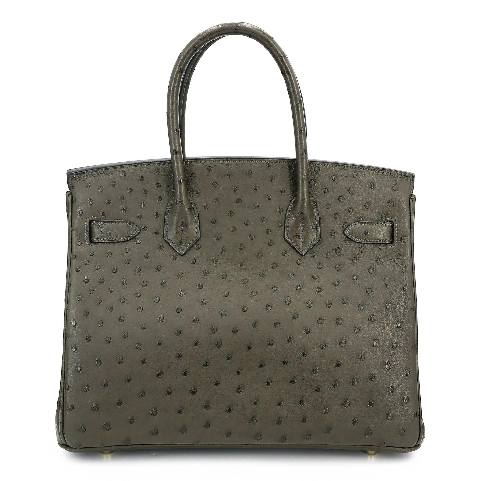Very Good ( Rank A) HERMÈS Birkin 30 Vert Veronese (6H) Ostrich Gold hardware T (2015) - 2