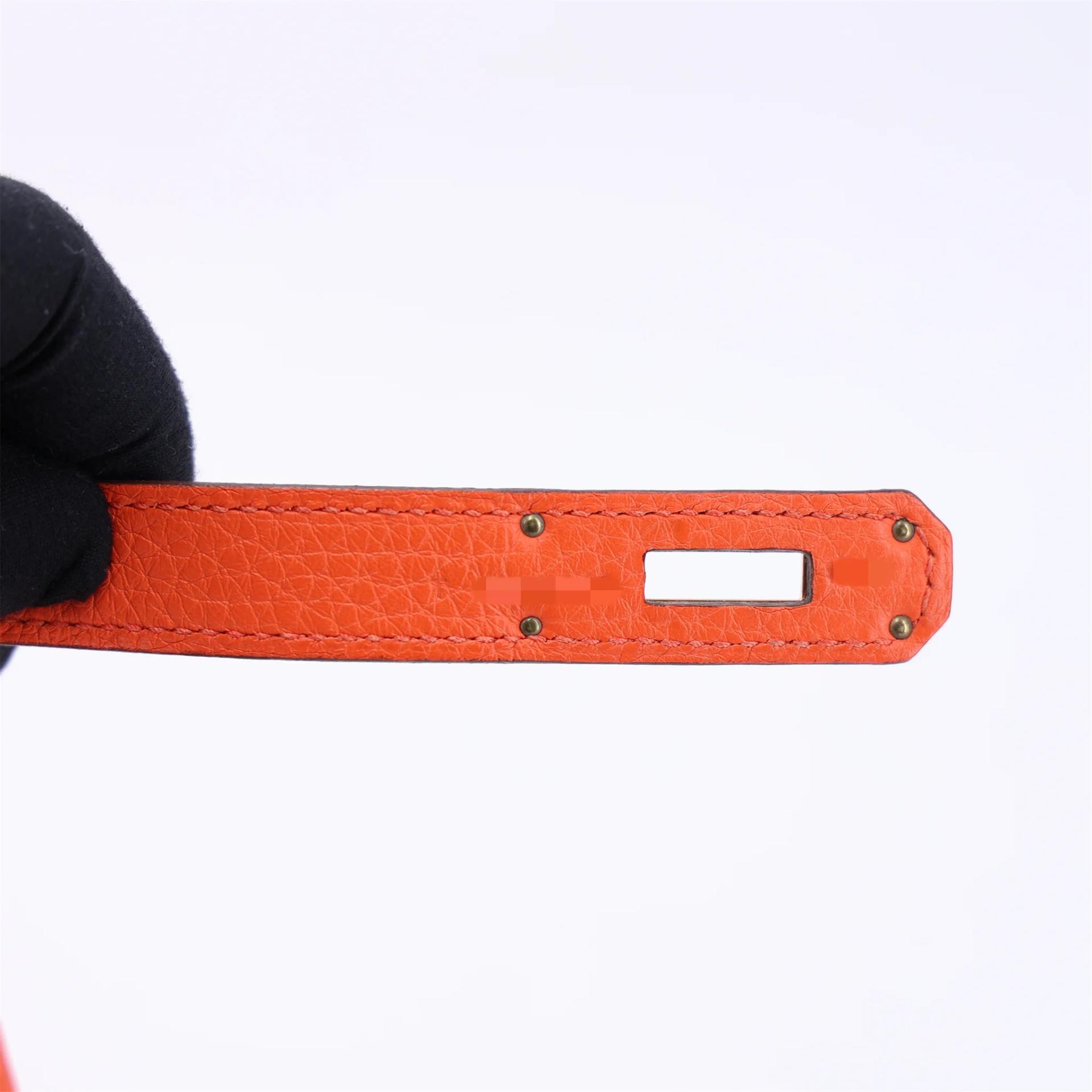 Very Good ( Rank A) HERMÈS Kelly 28 Orange Poppy (8V) Clemence Gold hardware T (2015) - 19