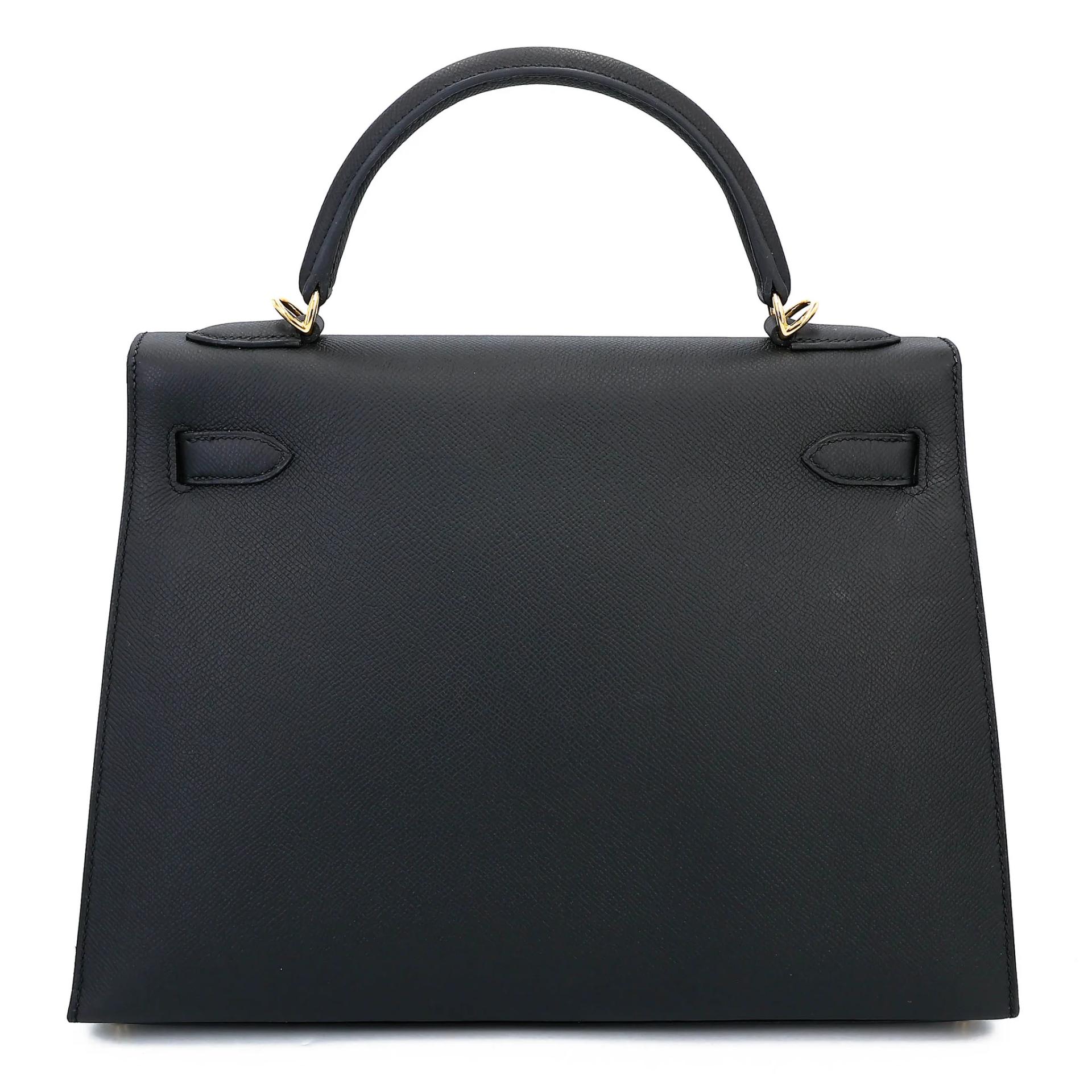 Excellent ( Rank SA ) HERMÈS Kelly 32 Sellier Noir (89) Epsom Gold hardware D (2019) - 2