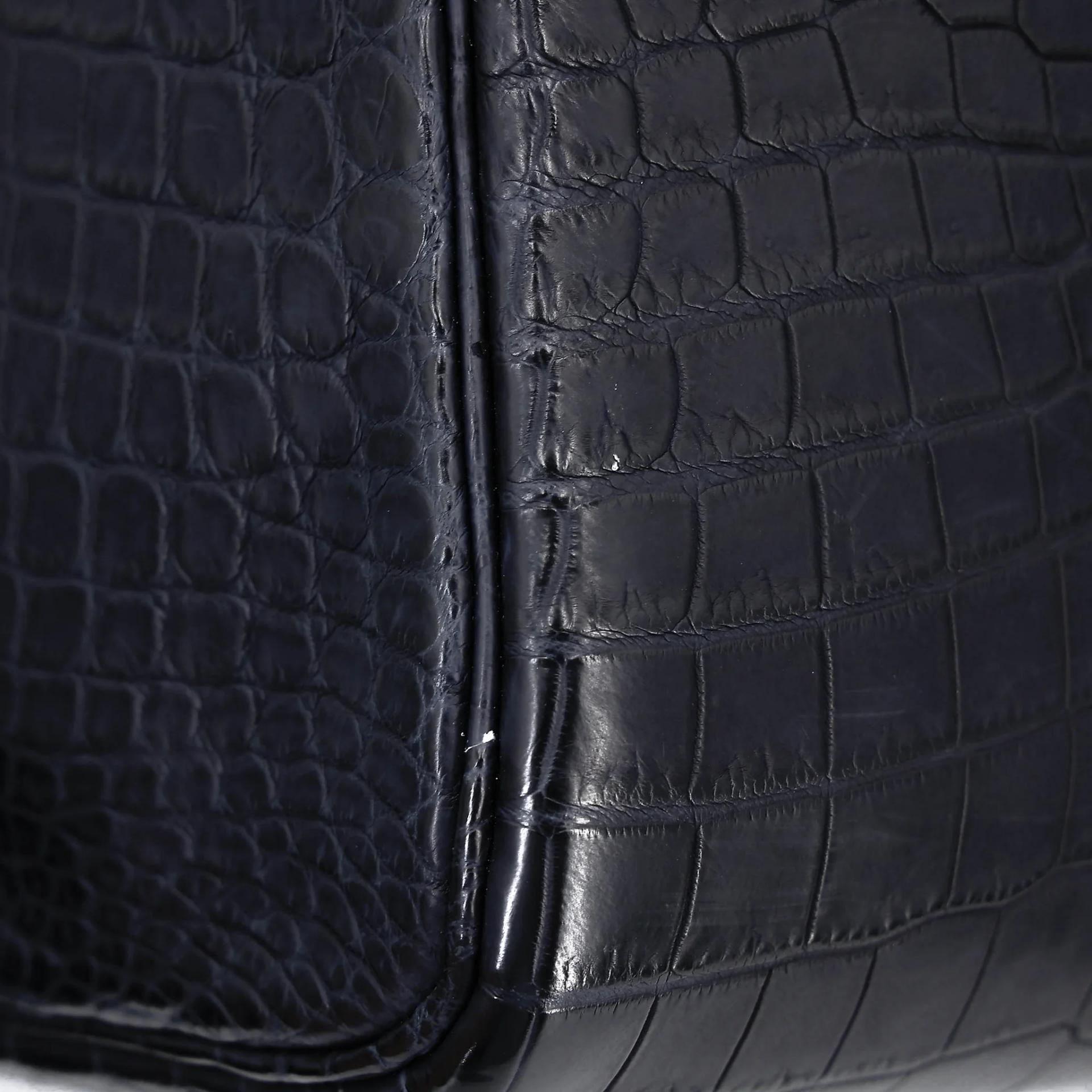 Very Good ( Rank A) HERMÈS Lindy 26 Bleu Indigo (76) Matte Niloticus Crocodile Palladium hardware X (2016) - 9