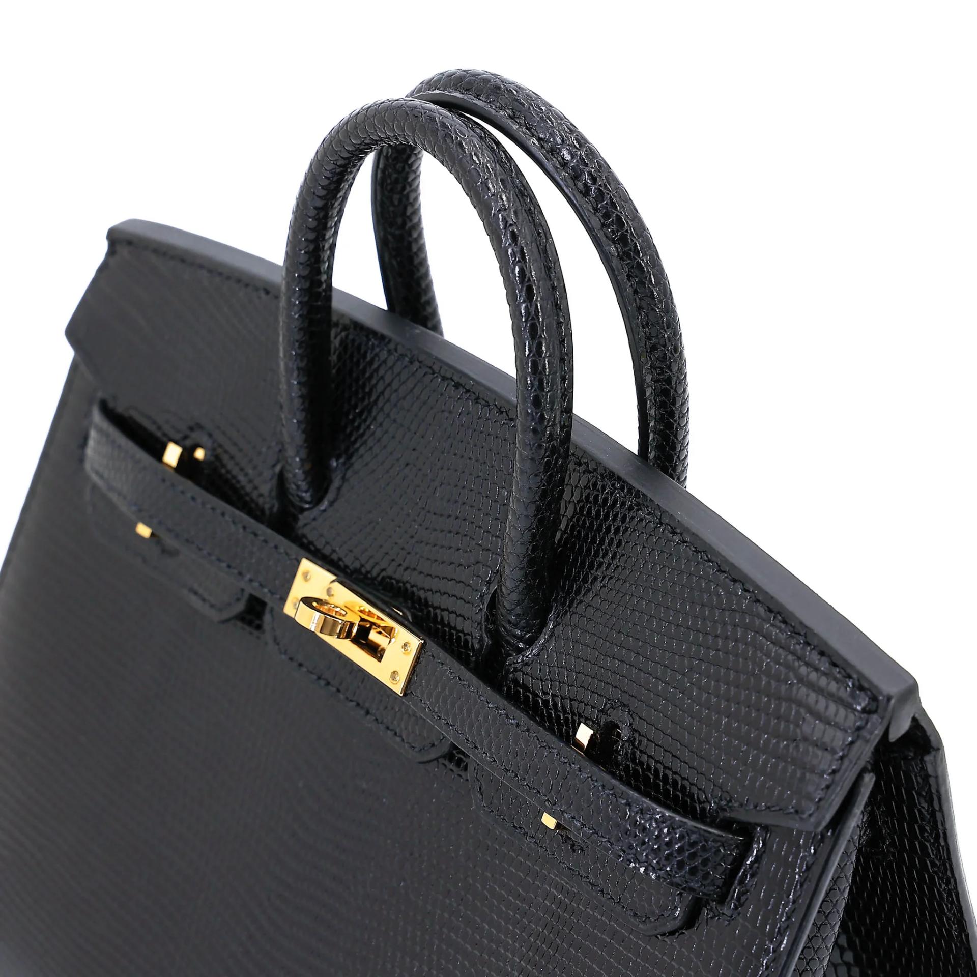 Excellent ( Rank SA ) HERMÈS Birkin 20 Noir (89) Lizard Gold hardware B (2023) - 3