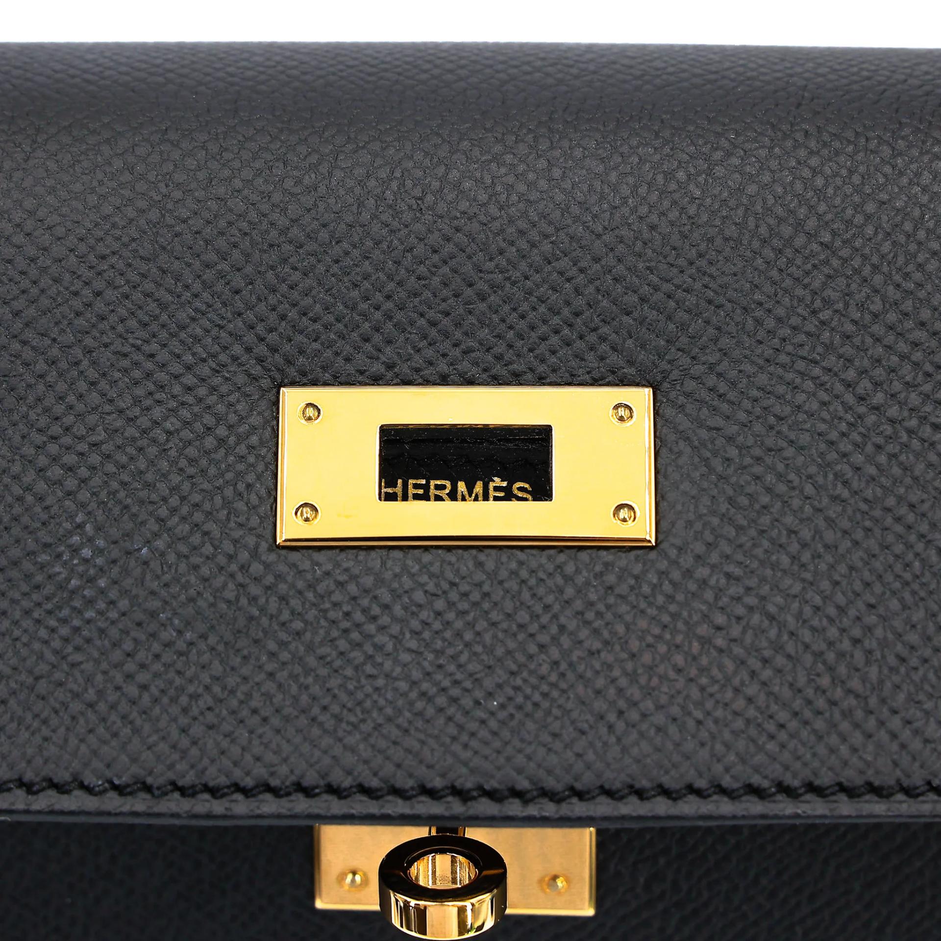 Excellent ( Rank SA ) HERMÈS Kelly 32 Sellier Noir (89) Epsom Gold hardware D (2019) - 11