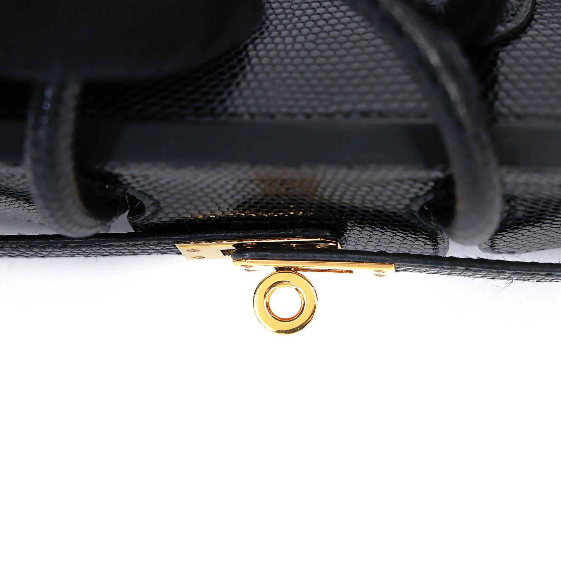 Excellent ( Rank SA ) HERMÈS Birkin 20 Noir (89) Lizard Gold hardware B (2023) - 10