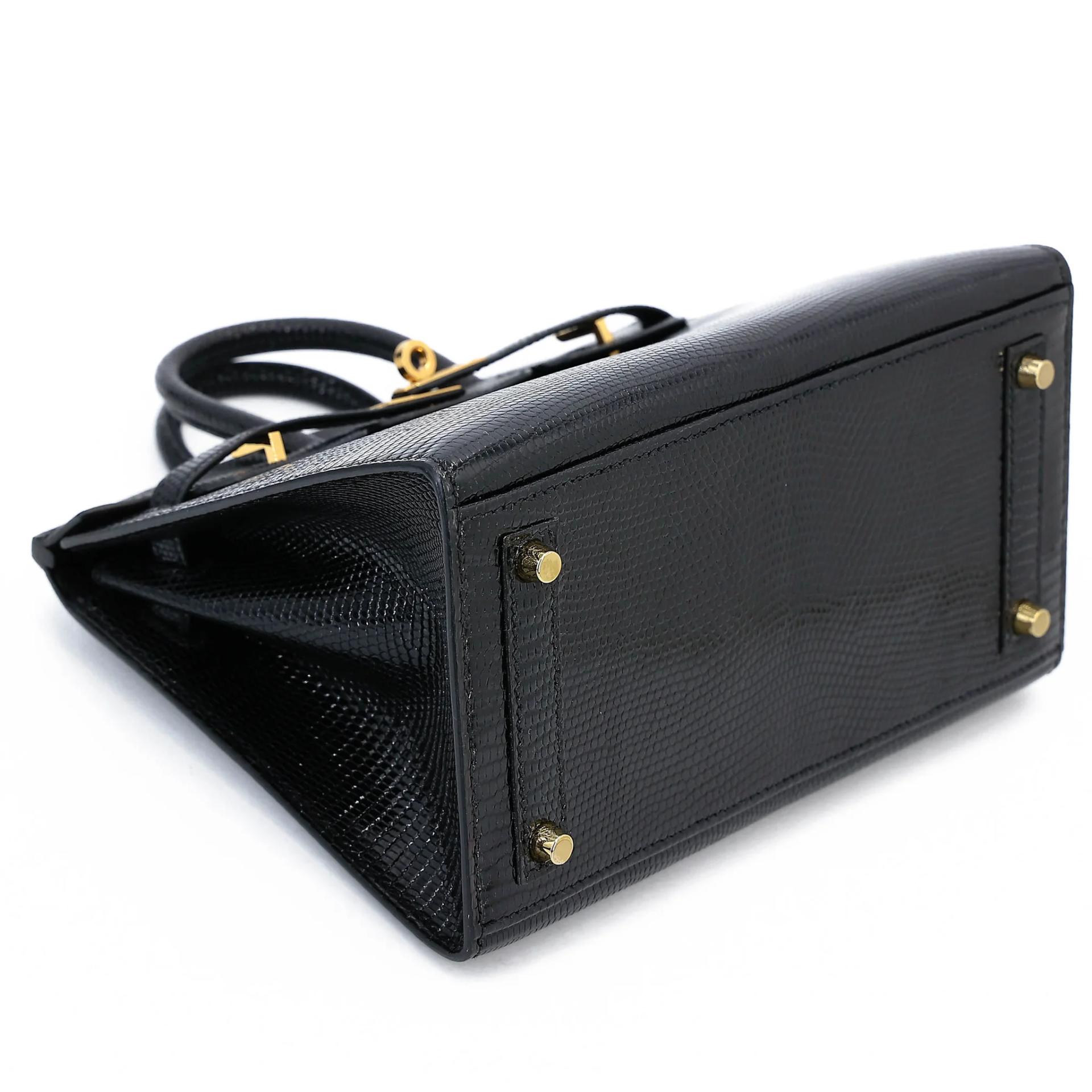 Excellent ( Rank SA ) HERMÈS Birkin 20 Noir (89) Lizard Gold hardware B (2023) - 5