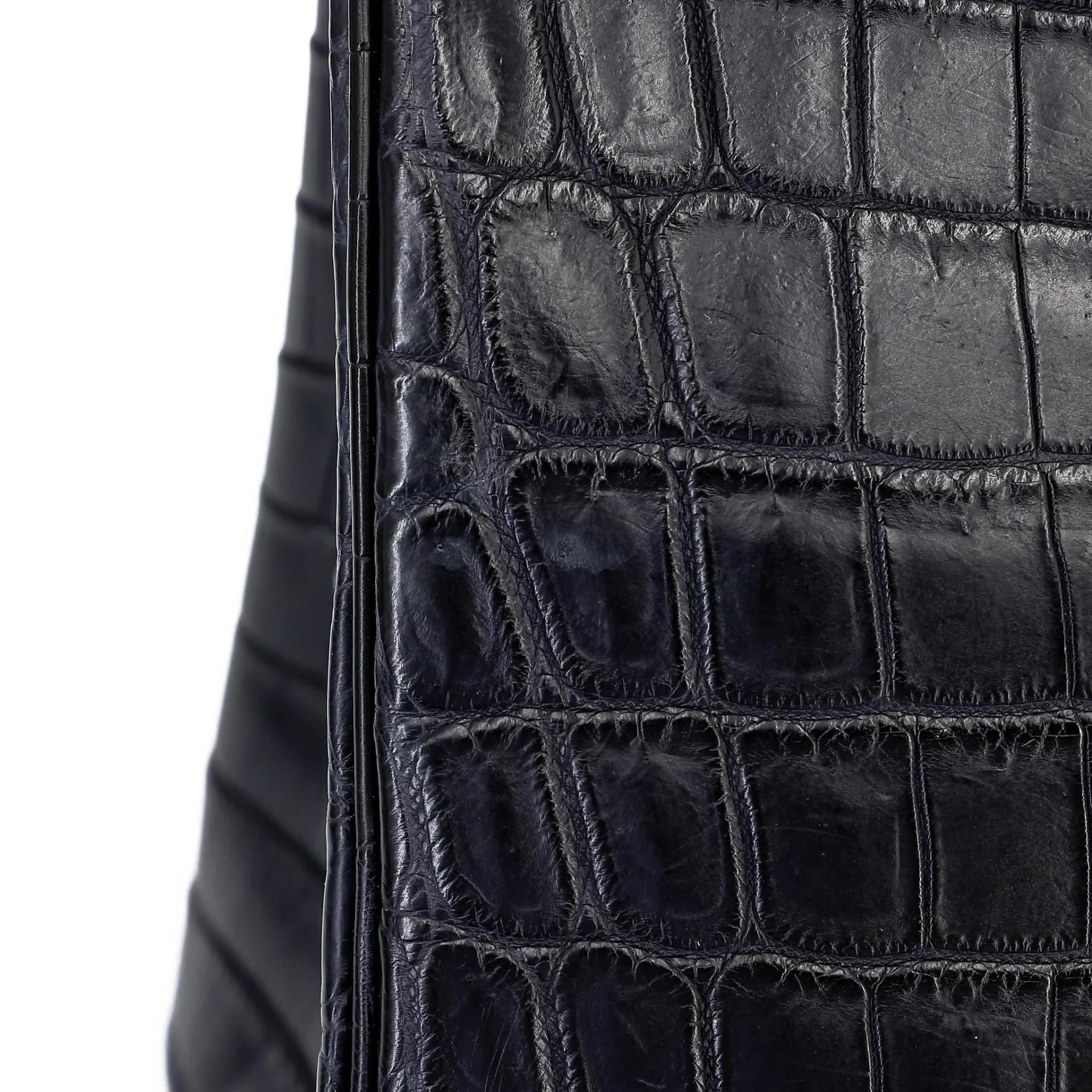 Very Good ( Rank A) HERMÈS Birkin 30 Bleu Indigo (76) Matte Niloticus Crocodile Palladium hardware Square M (2009) - 13