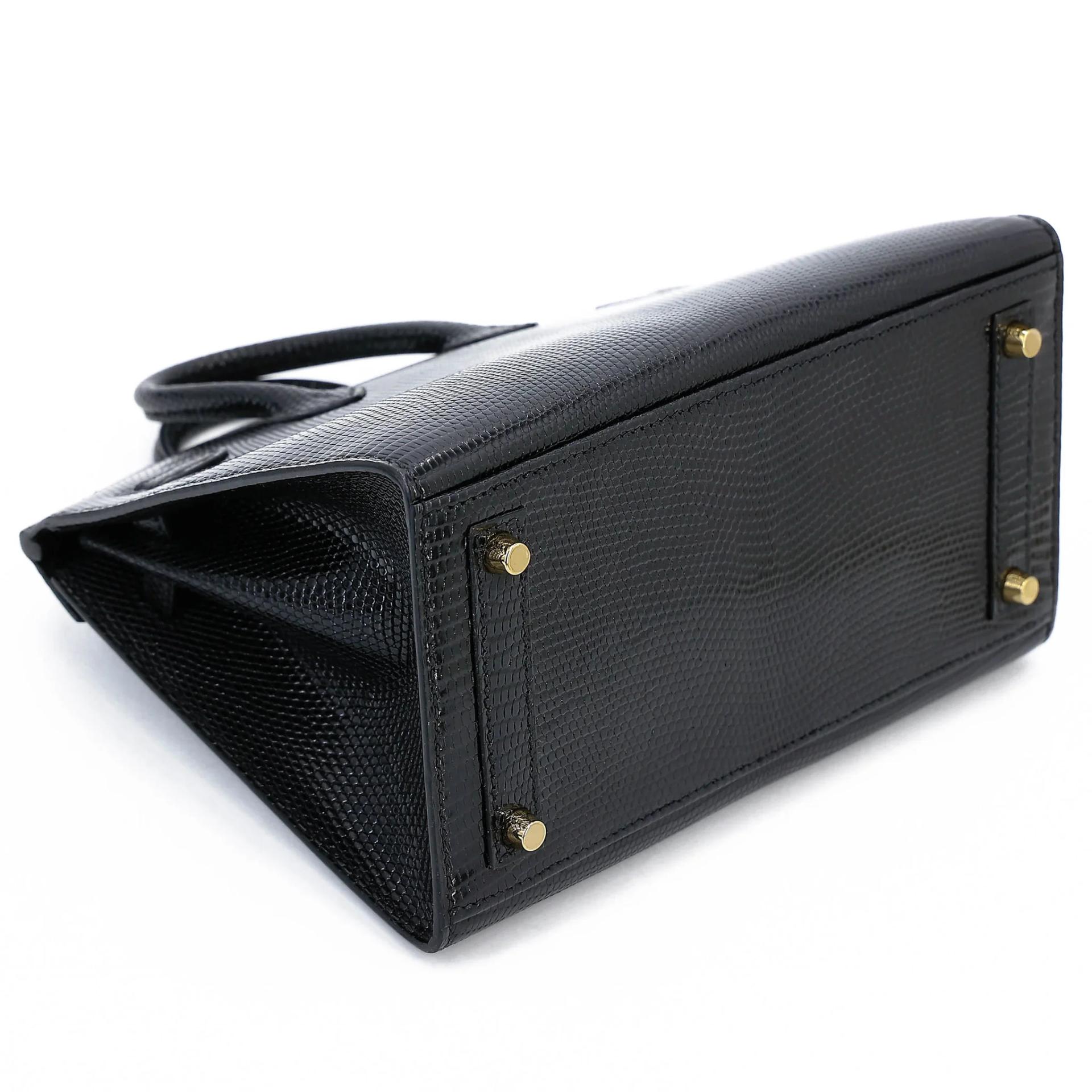 Excellent ( Rank SA ) HERMÈS Birkin 20 Noir (89) Lizard Gold hardware B (2023) - 7