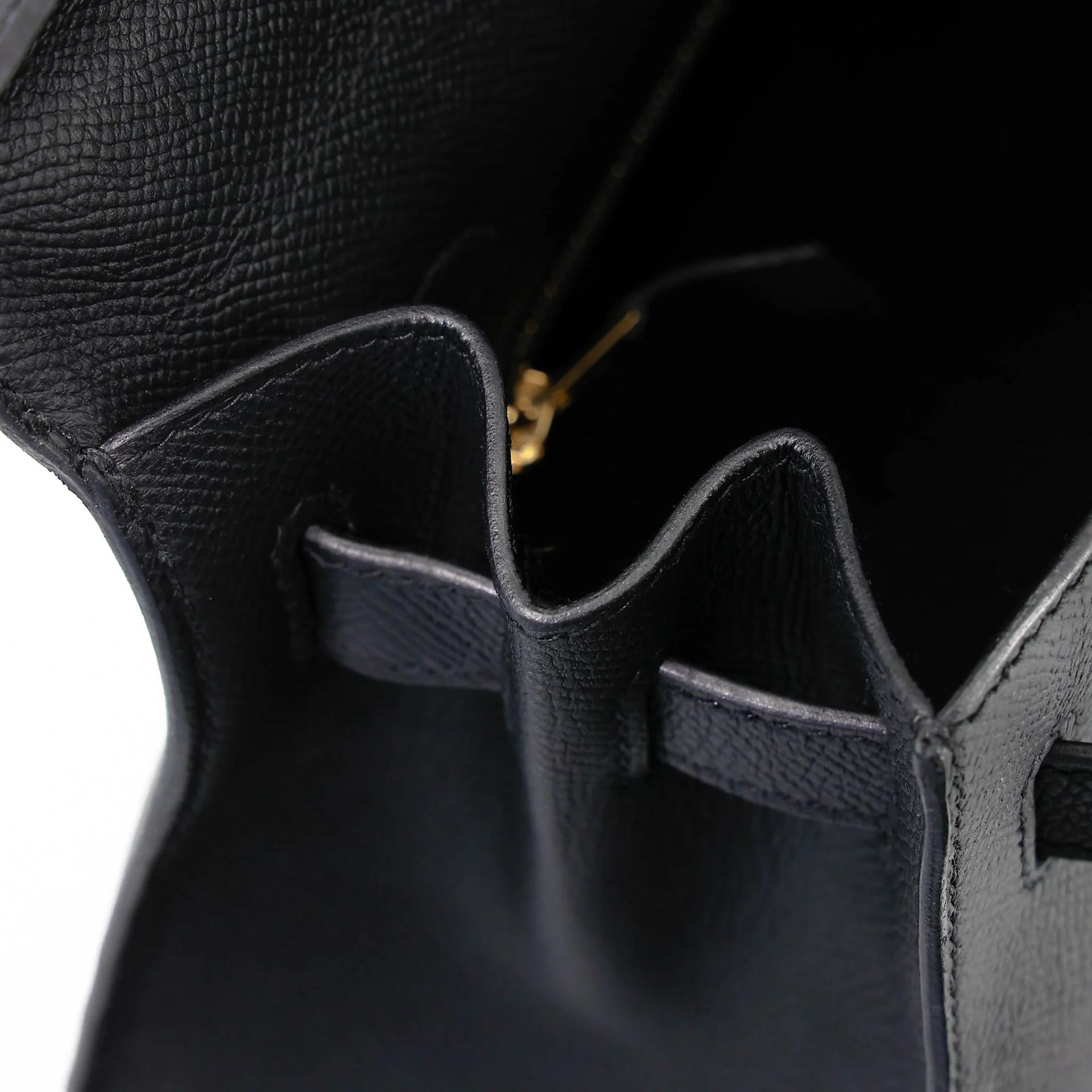 Excellent ( Rank SA ) HERMÈS Kelly 32 Sellier Noir (89) Epsom Gold hardware D (2019) - 19