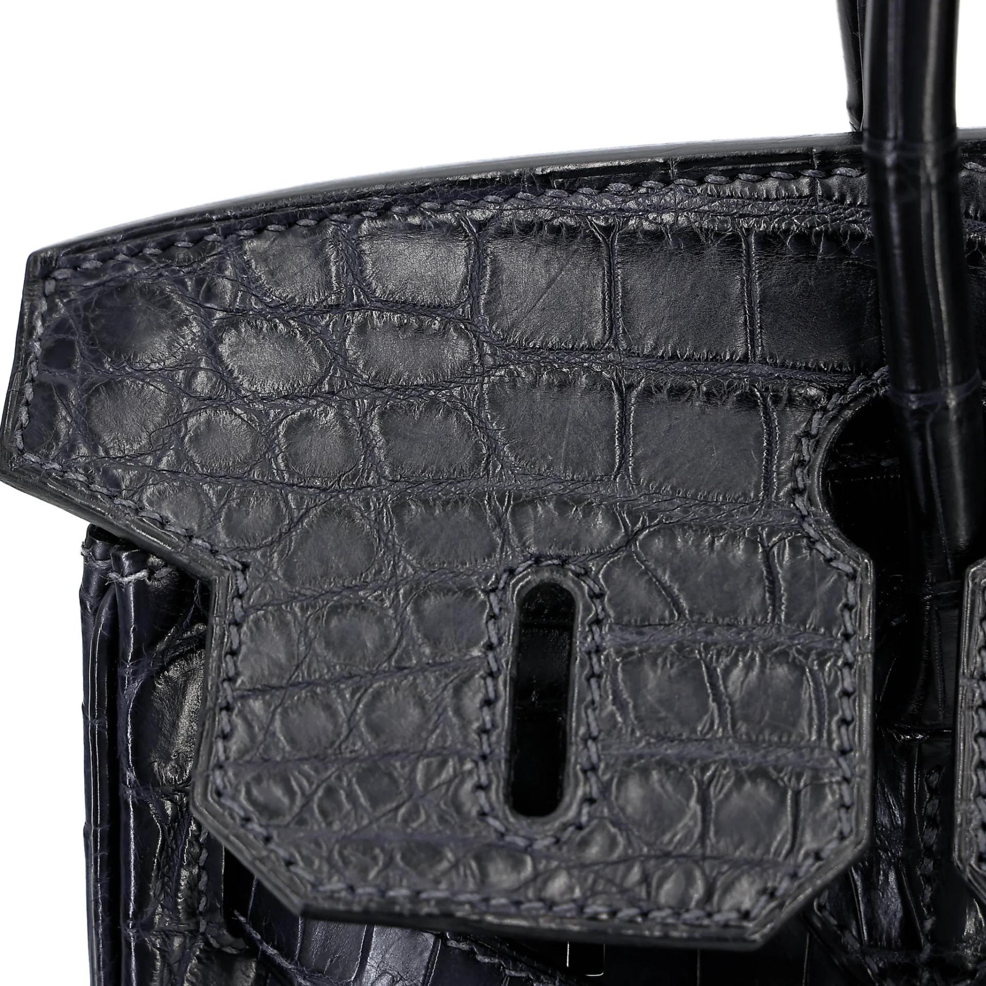 Very Good ( Rank A) HERMÈS Birkin 30 Bleu Indigo (76) Matte Niloticus Crocodile Palladium hardware Square M (2009) - 20