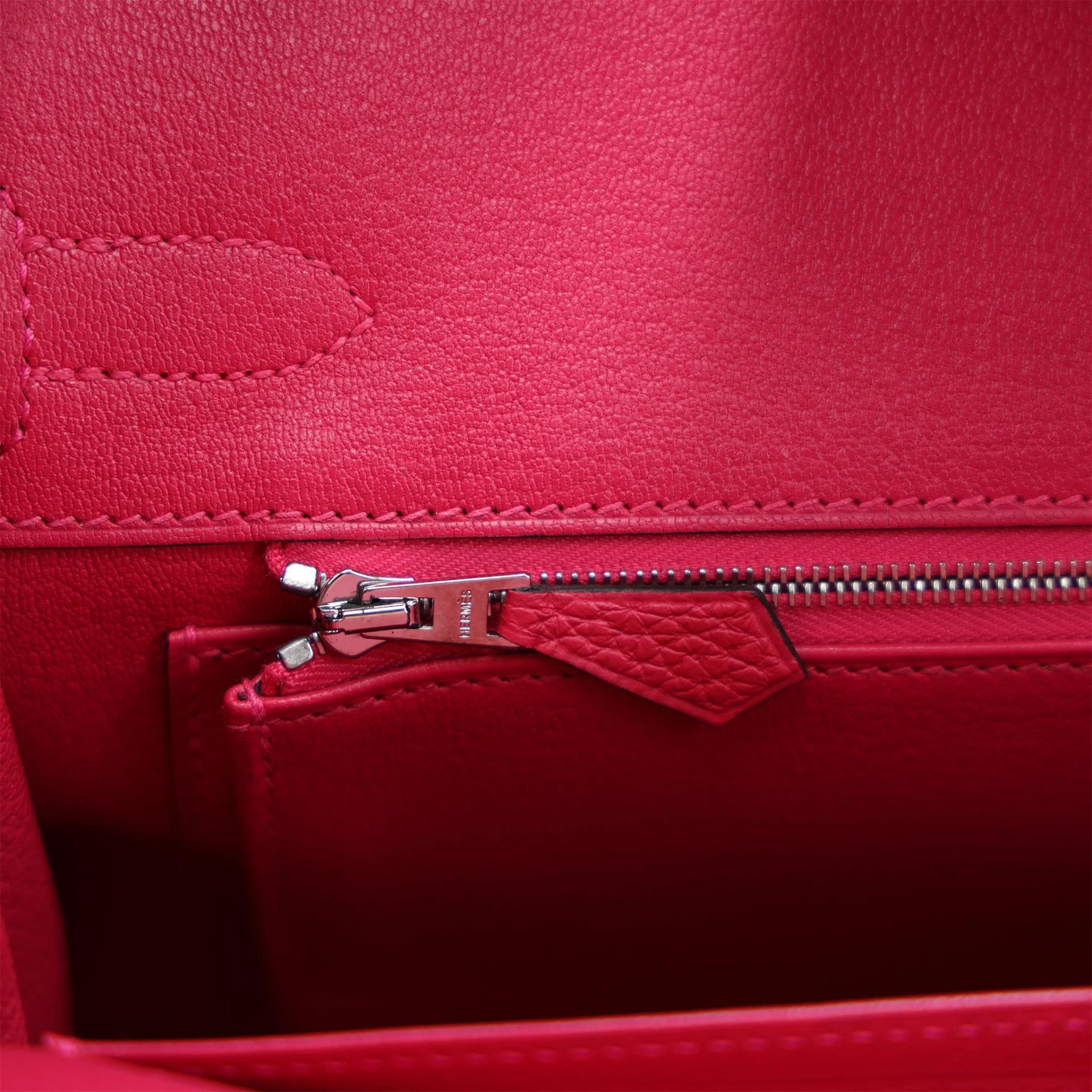 Excellent ( Rank SA ) HERMÈS Birkin 30 Touch Framboise (90) Togo Palladium hardware Z (2021) - 16