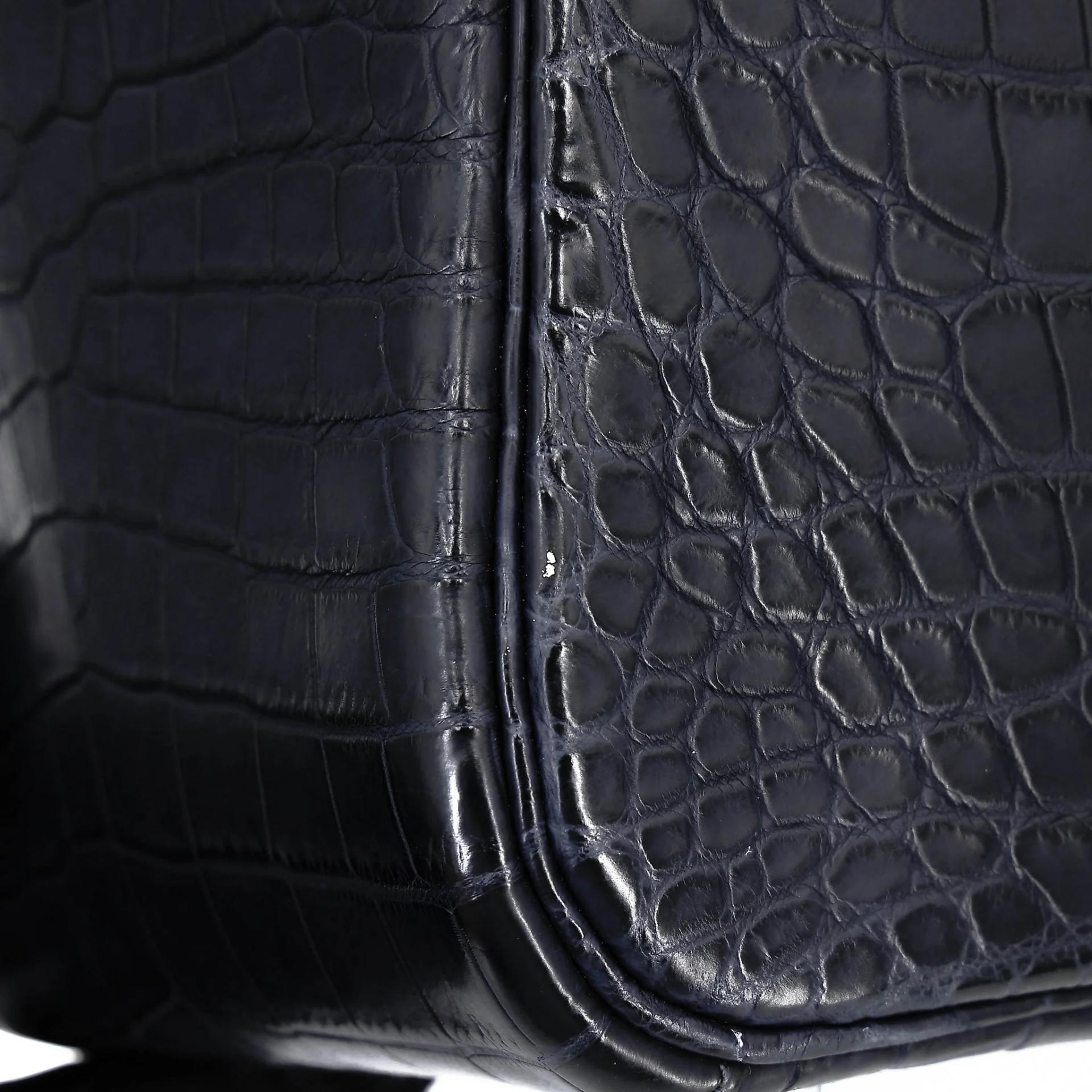 Very Good ( Rank A) HERMÈS Lindy 26 Bleu Indigo (76) Matte Niloticus Crocodile Palladium hardware X (2016) - 10