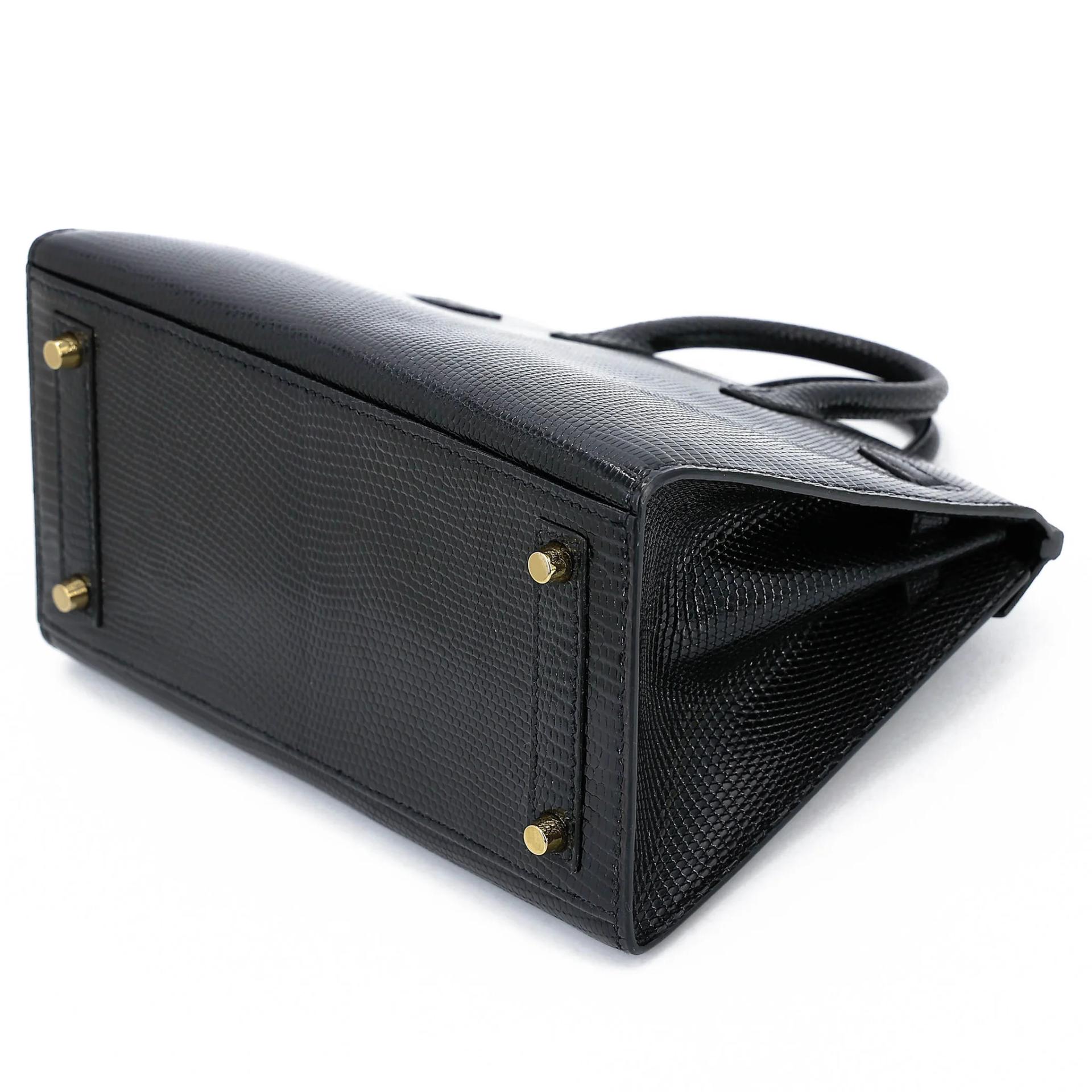 Excellent ( Rank SA ) HERMÈS Birkin 20 Noir (89) Lizard Gold hardware B (2023) - 6