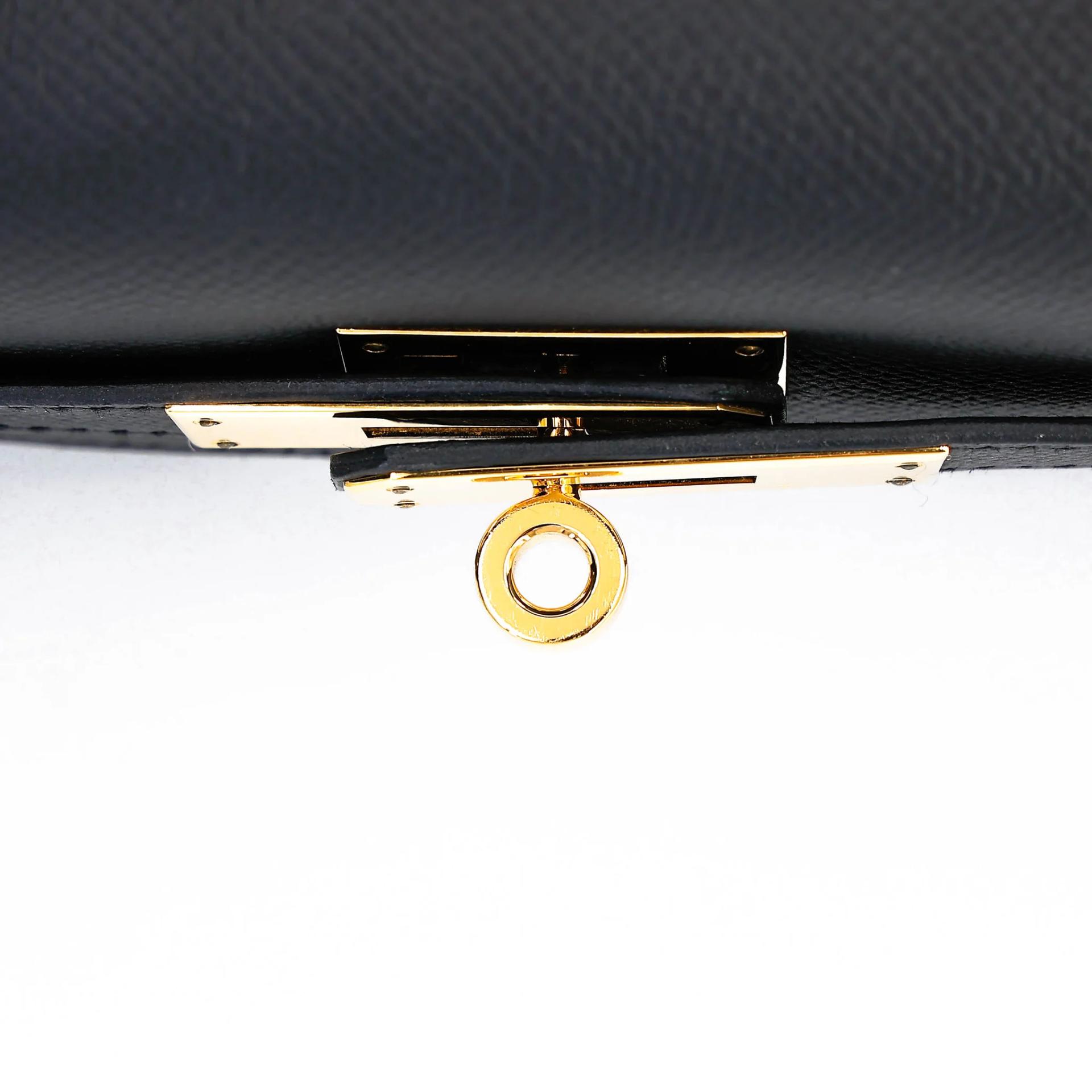 Excellent ( Rank SA ) HERMÈS Kelly 32 Sellier Noir (89) Epsom Gold hardware D (2019) - 9