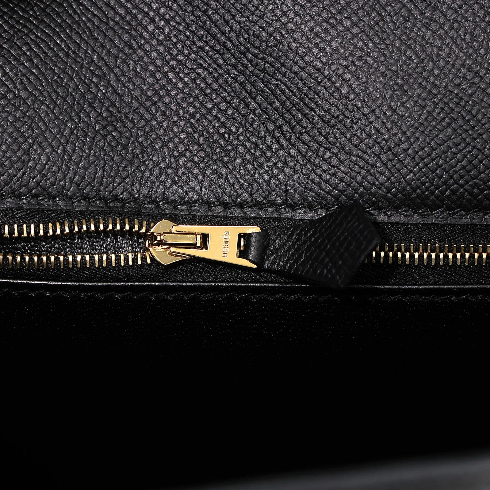 Excellent ( Rank SA ) HERMÈS Kelly 32 Sellier Noir (89) Epsom Gold hardware D (2019) - 15