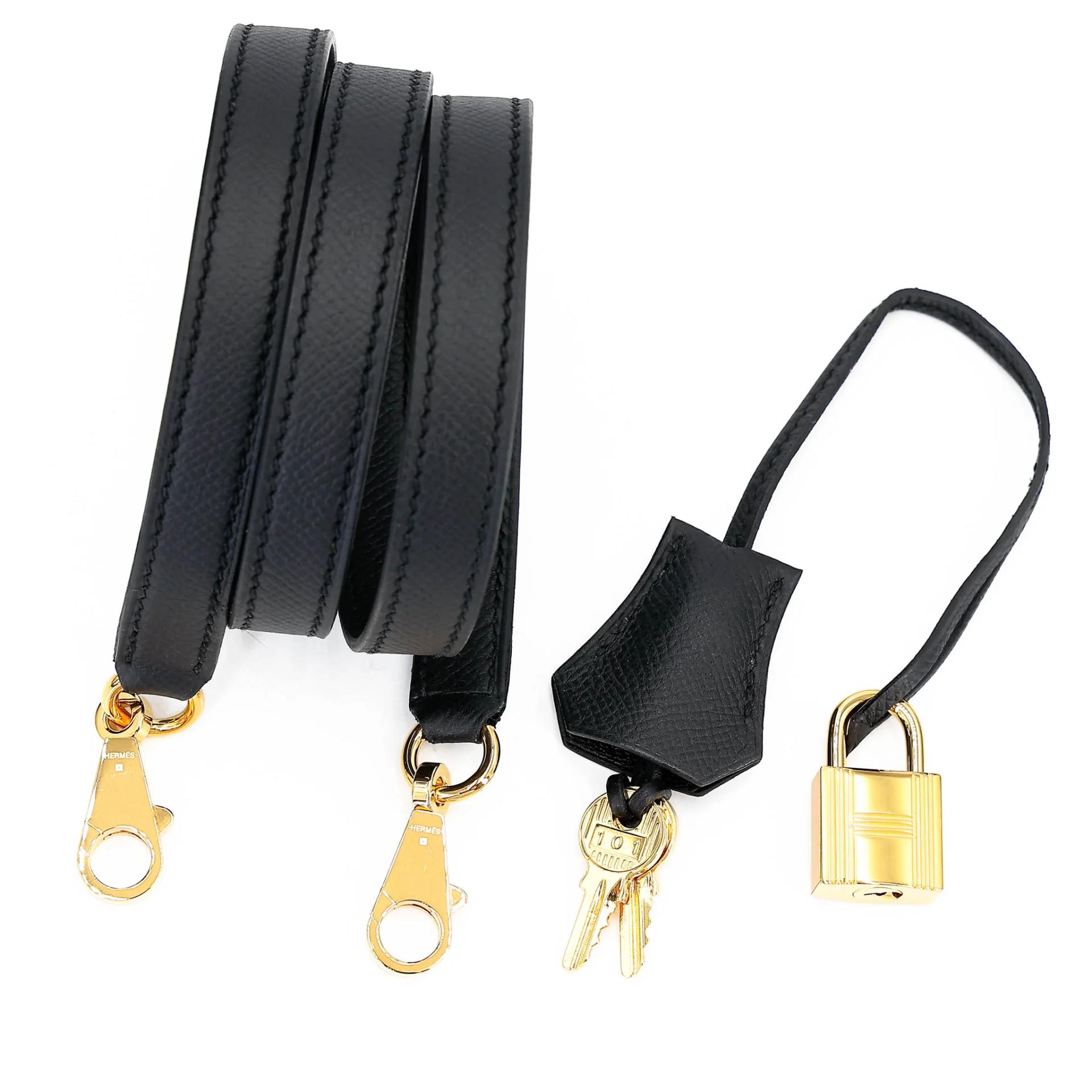 Excellent ( Rank SA ) HERMÈS Kelly 32 Sellier Noir (89) Epsom Gold hardware D (2019) - 21