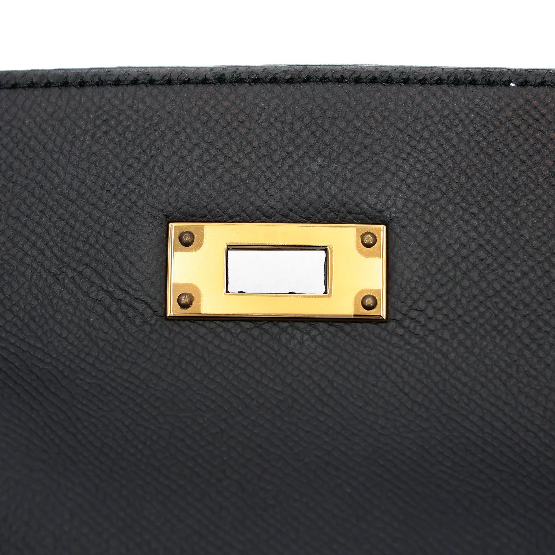 Excellent ( Rank SA ) HERMÈS Kelly 32 Sellier Noir (89) Epsom Gold hardware D (2019) - 12