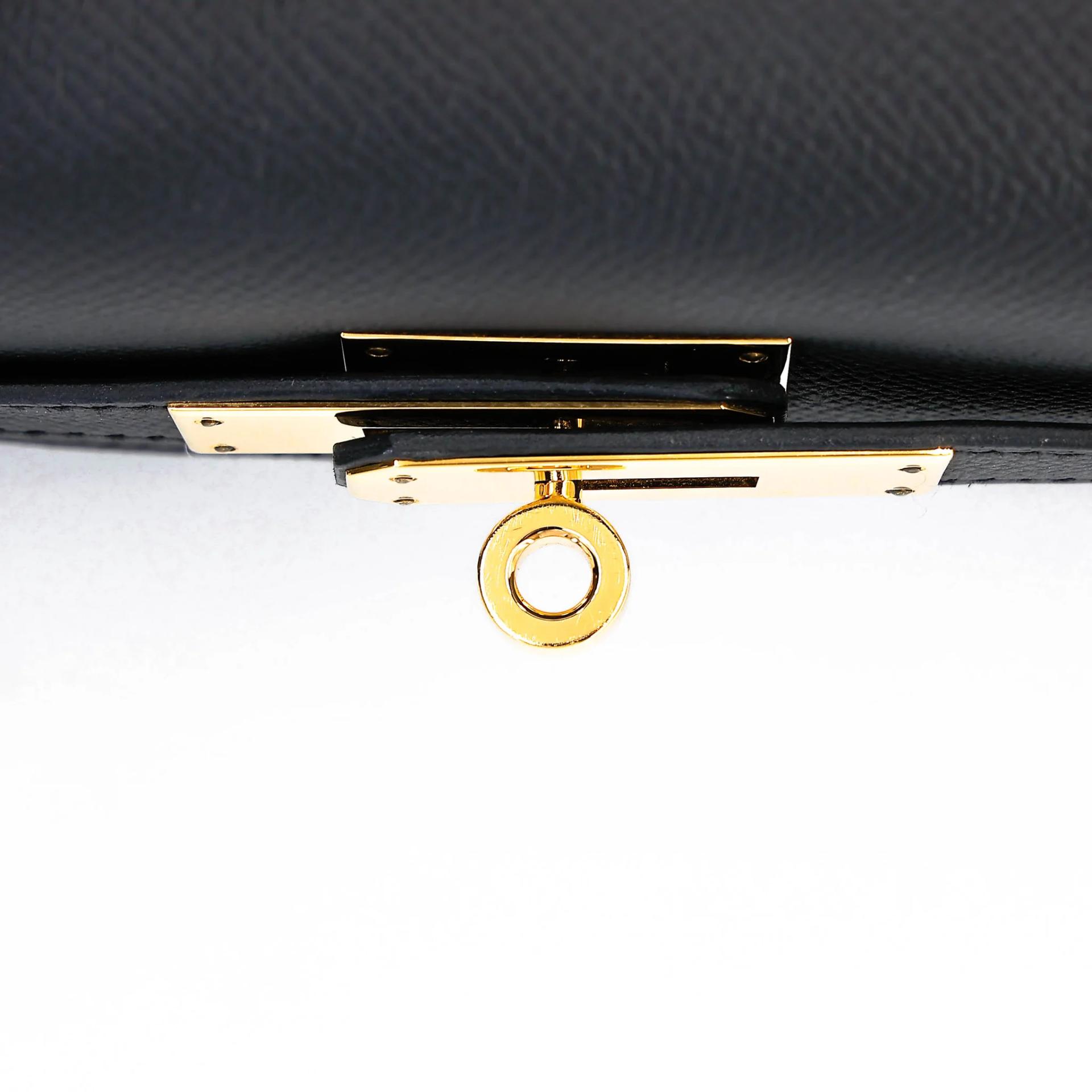 Excellent ( Rank SA ) HERMÈS Kelly 32 Sellier Noir (89) Epsom Gold hardware D (2019) - 10