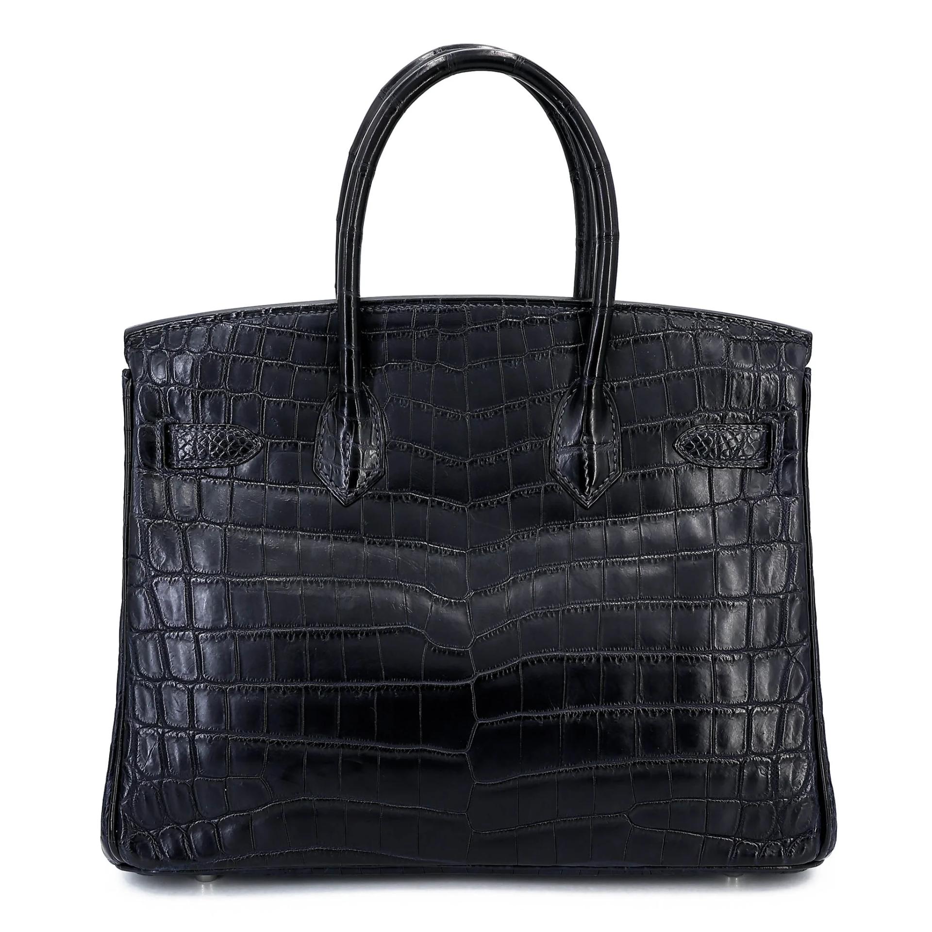 Very Good ( Rank A) HERMÈS Birkin 30 Bleu Indigo (76) Matte Niloticus Crocodile Palladium hardware Square M (2009) - 2
