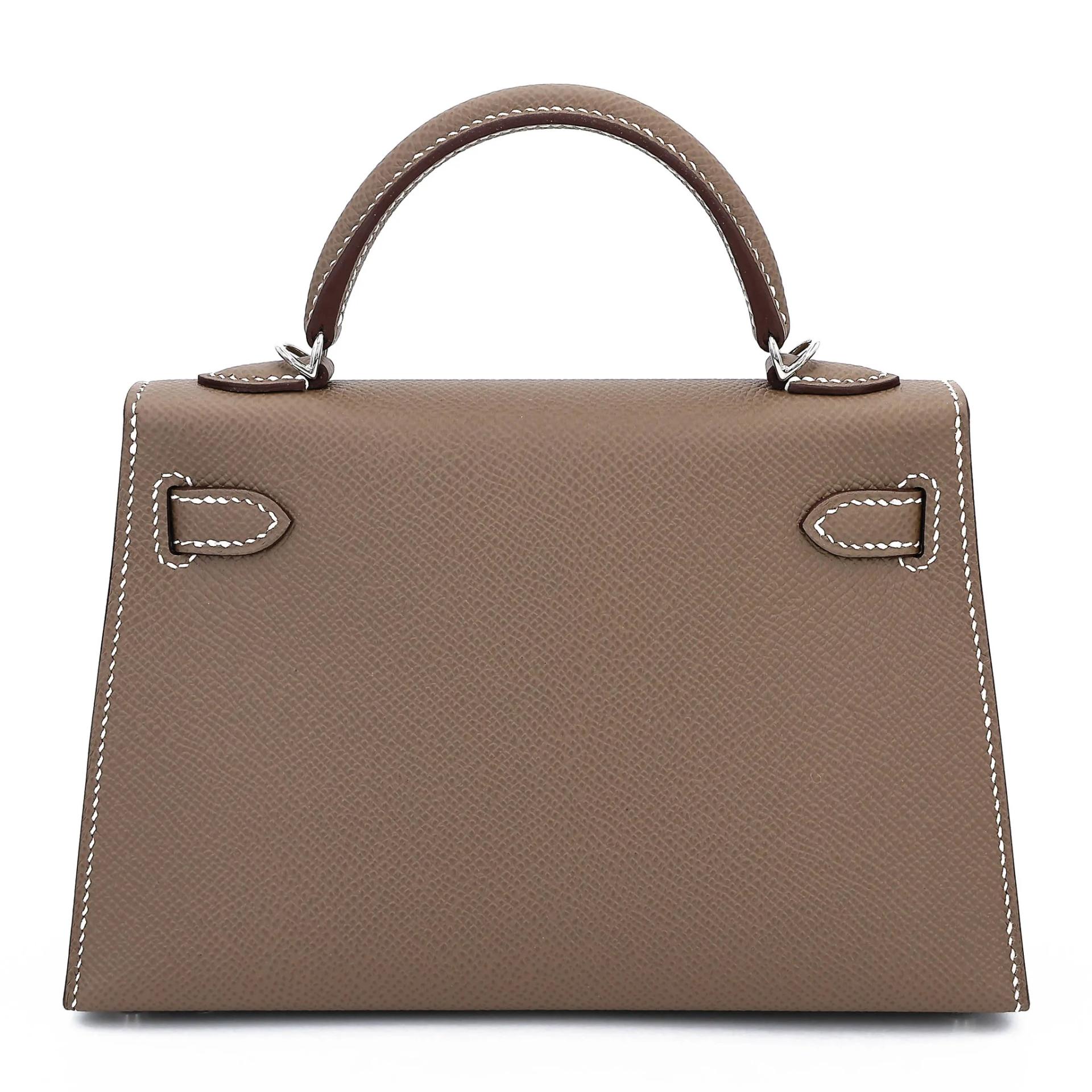 Brand New ( Rank N ) HERMÈS Mini Kelly II Etoupe (18) Epsom Palladium hardware G (2026) - 2