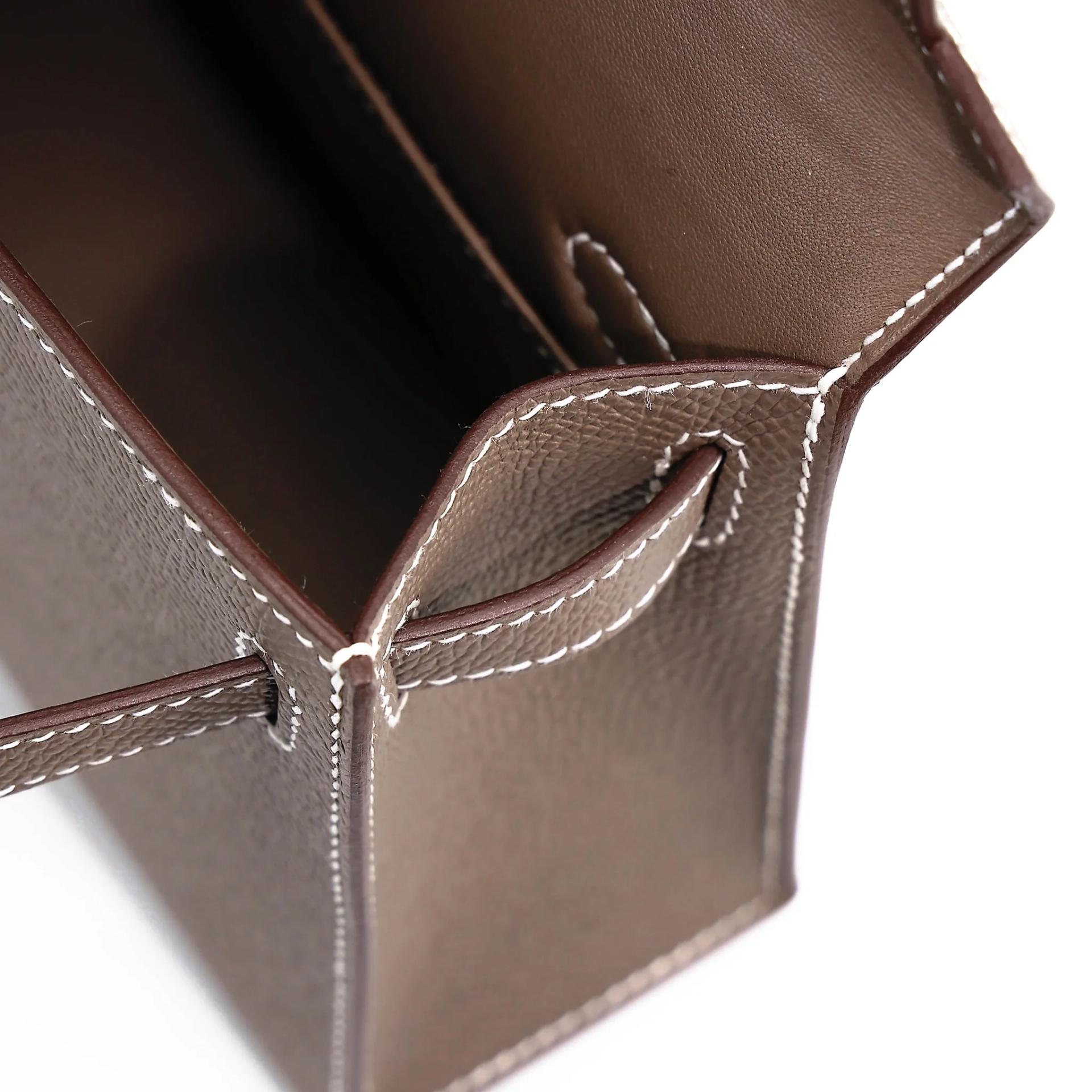 Brand New ( Rank N ) HERMÈS Mini Kelly II Etoupe (18) Epsom Palladium hardware G (2026) - 15