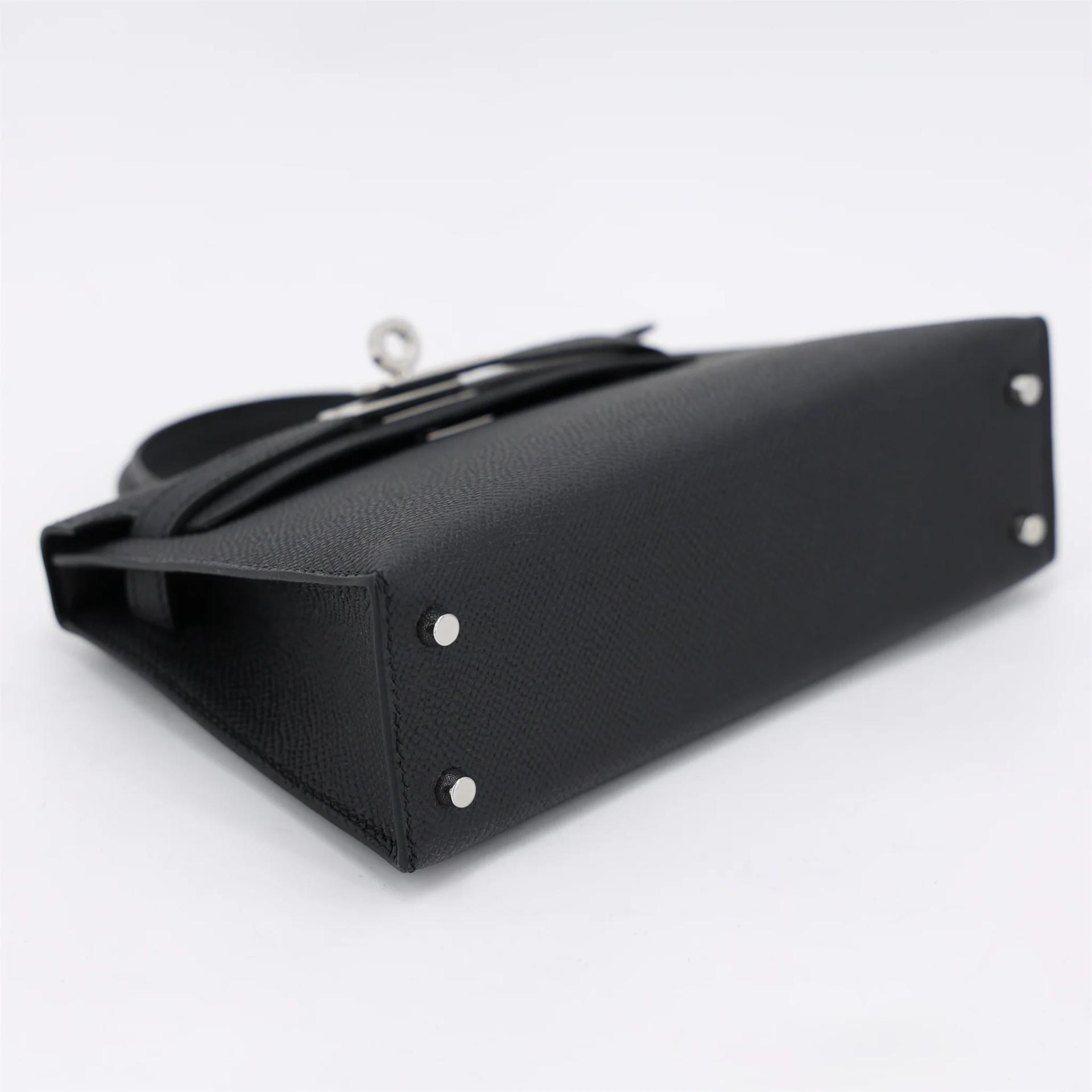 Brand New ( Rank N ) HERMÈS Mini Kelly II Noir (89) Epsom Palladium hardware G (2026) - 4