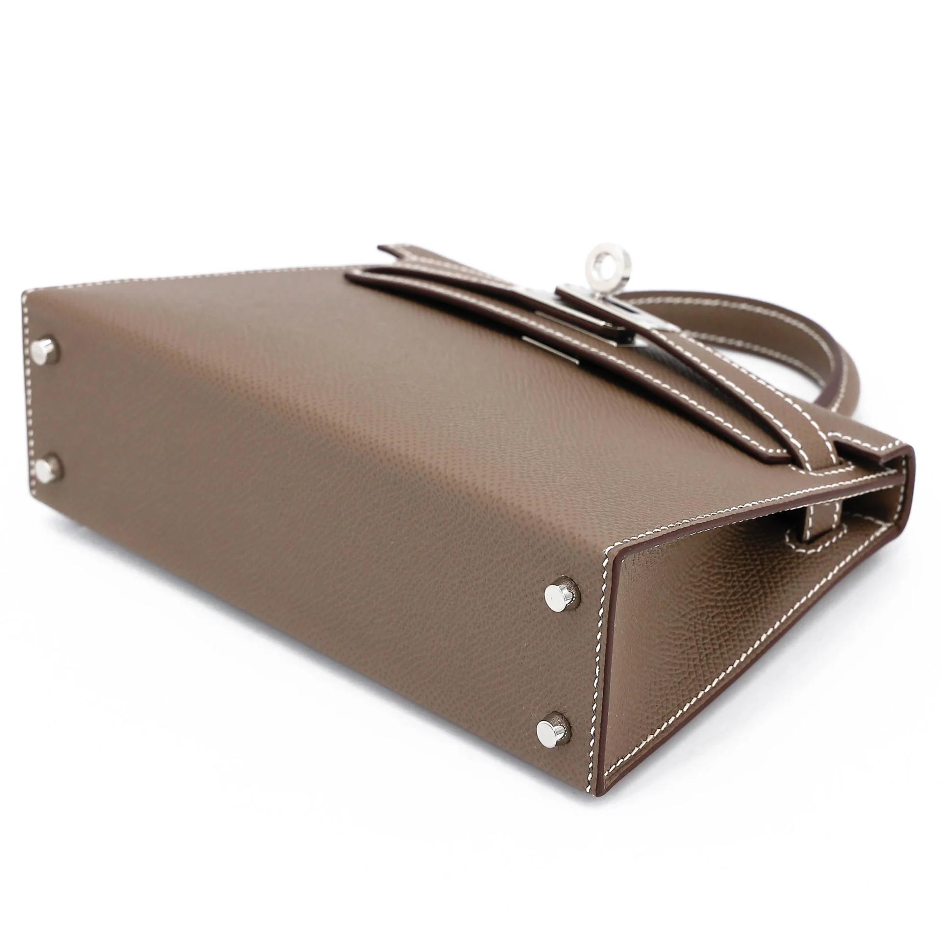 Brand New ( Rank N ) HERMÈS Mini Kelly II Etoupe (18) Epsom Palladium hardware G (2026) - 4