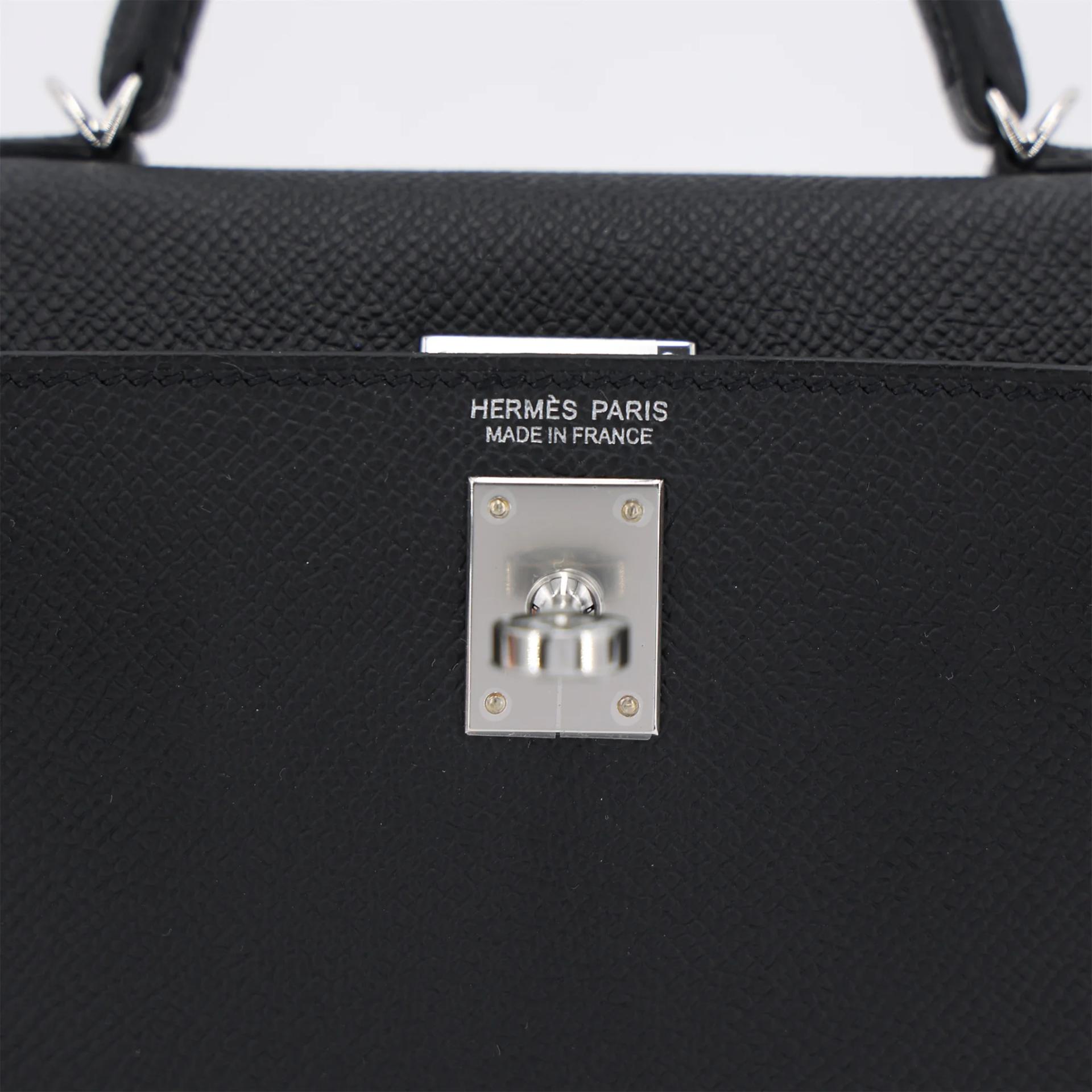 Brand New ( Rank N ) HERMÈS Mini Kelly II Noir (89) Epsom Palladium hardware G (2026) - 10