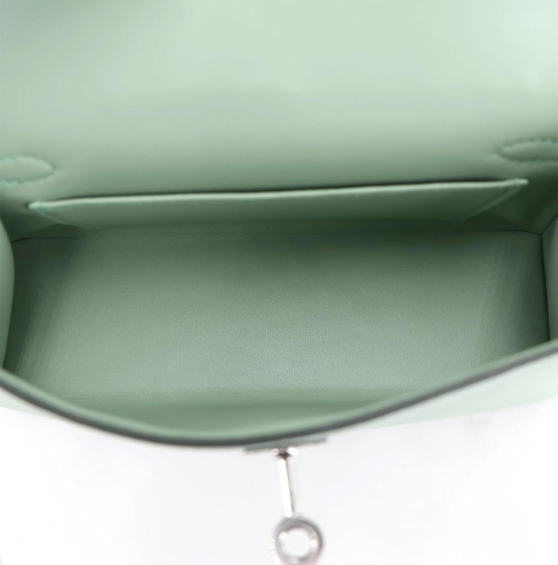 全新 HERMÈS 愛馬仕 Mini Kelly 二代 6U Vert d’Eau 薄荷綠 Madame皮 銀扣 G刻 2026年 - 11