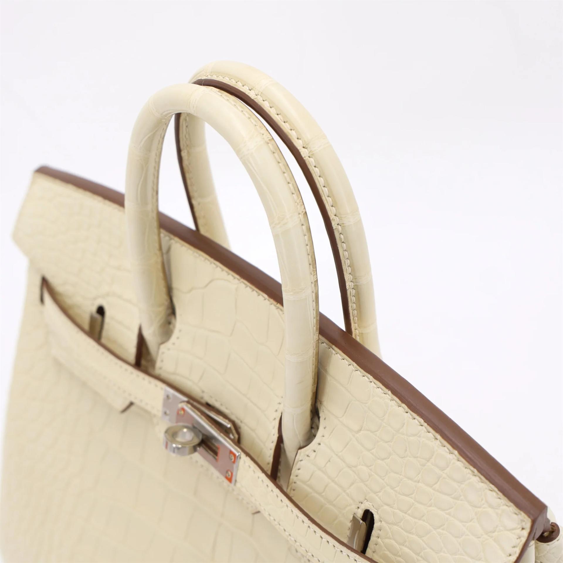 Unused ( Rank NS ) HERMÈS Birkin 25 Vanille (Y1) Matte Alligator Palladium hardware Z (2021) - 3