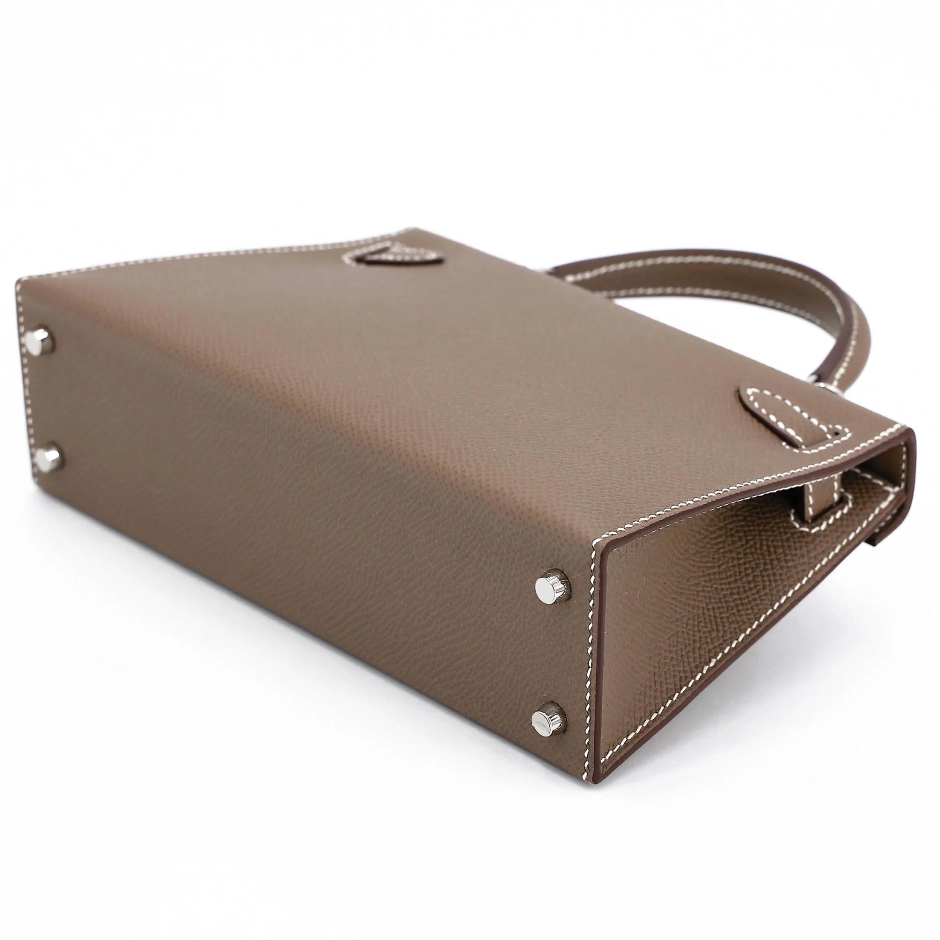 Brand New ( Rank N ) HERMÈS Mini Kelly II Etoupe (18) Epsom Palladium hardware G (2026) - 6