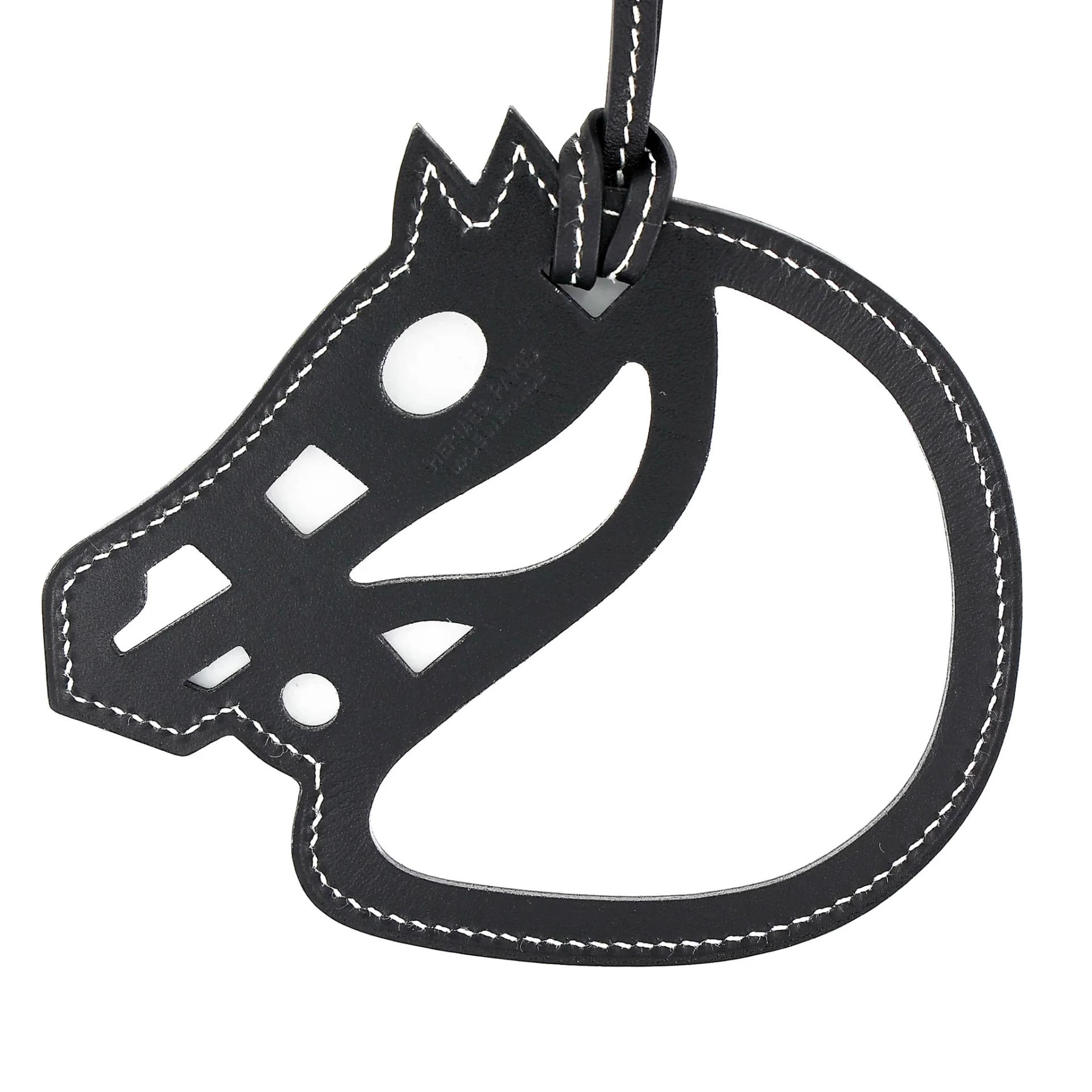 Excellent ( Rank SA ) HERMÈS Paddock Cheval Charm Noir (89) Swift - 5