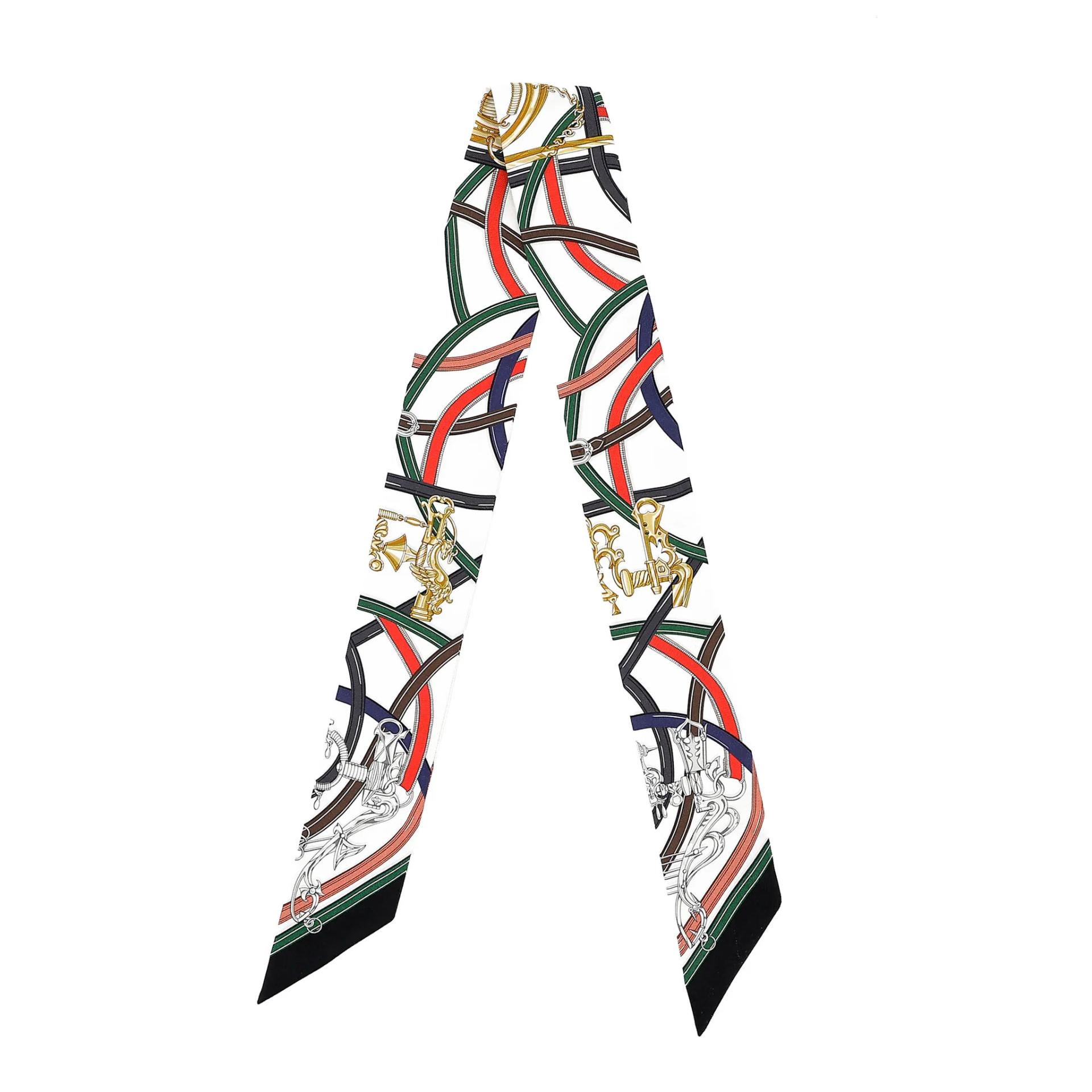 Brand New ( Rank N ) HERMÈS Harnais Legendaire Twilly White Silk - 2