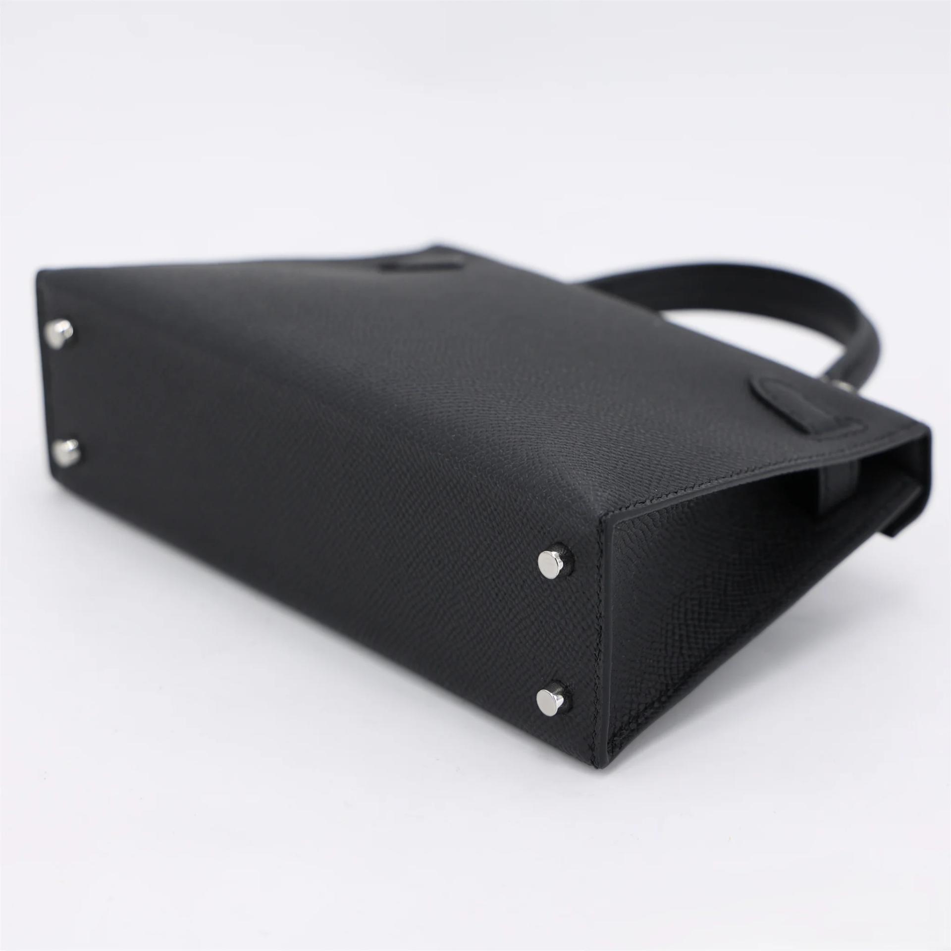 Brand New ( Rank N ) HERMÈS Mini Kelly II Noir (89) Epsom Palladium hardware G (2026) - 7