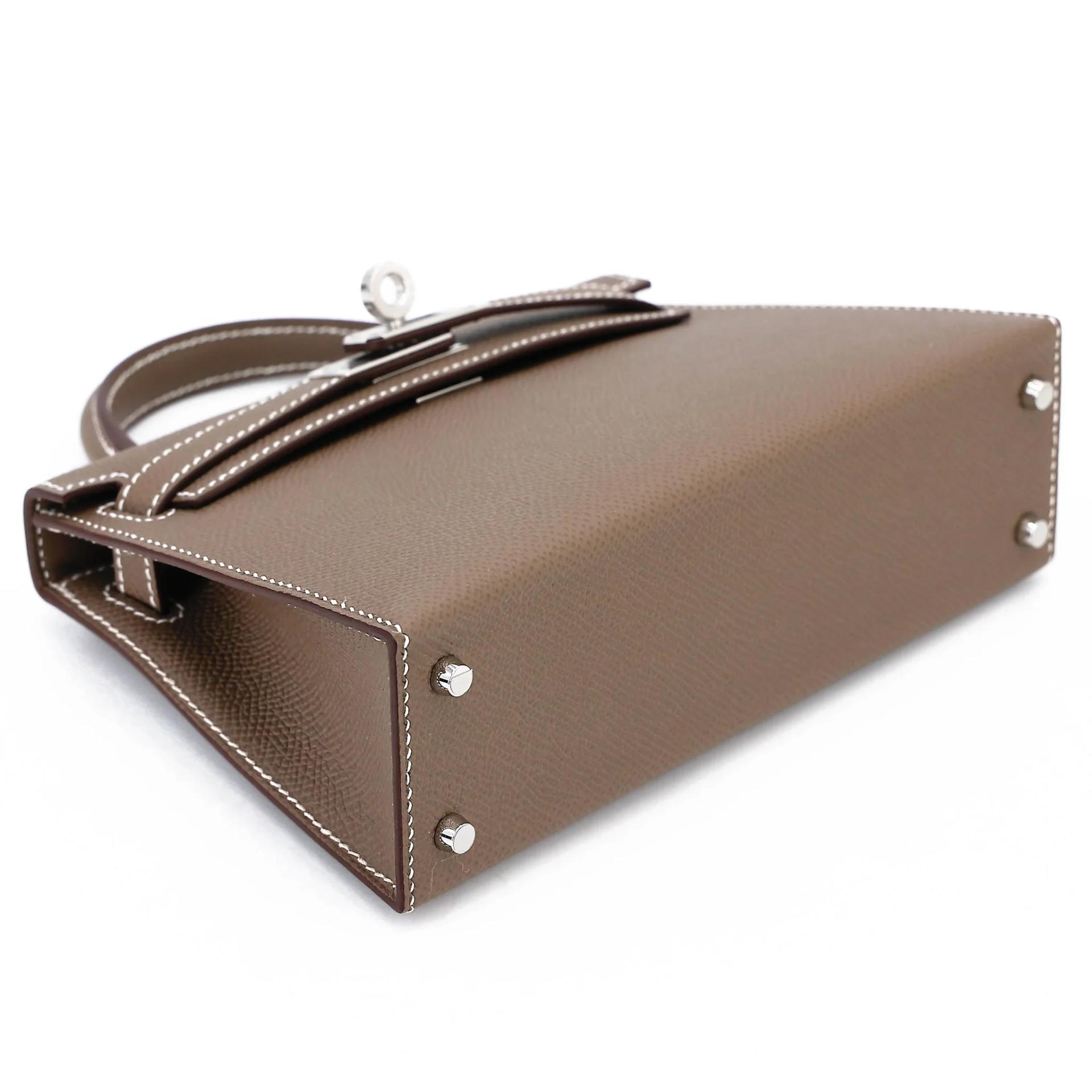 Brand New ( Rank N ) HERMÈS Mini Kelly II Etoupe (18) Epsom Palladium hardware G (2026) - 5