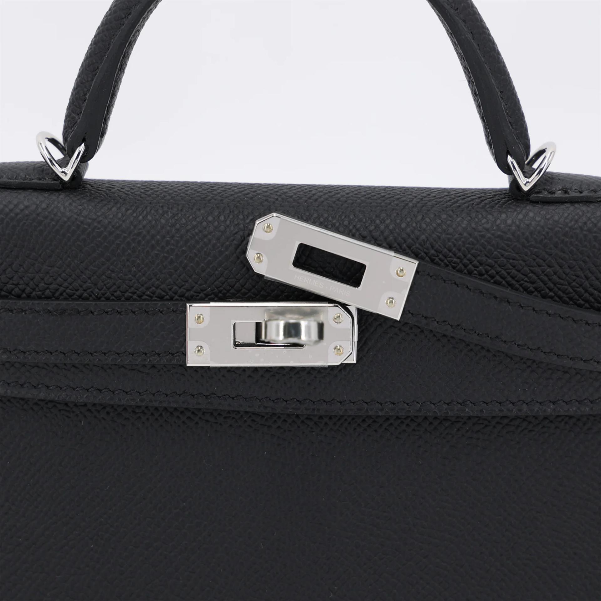 Brand New ( Rank N ) HERMÈS Mini Kelly II Noir (89) Epsom Palladium hardware G (2026) - 8