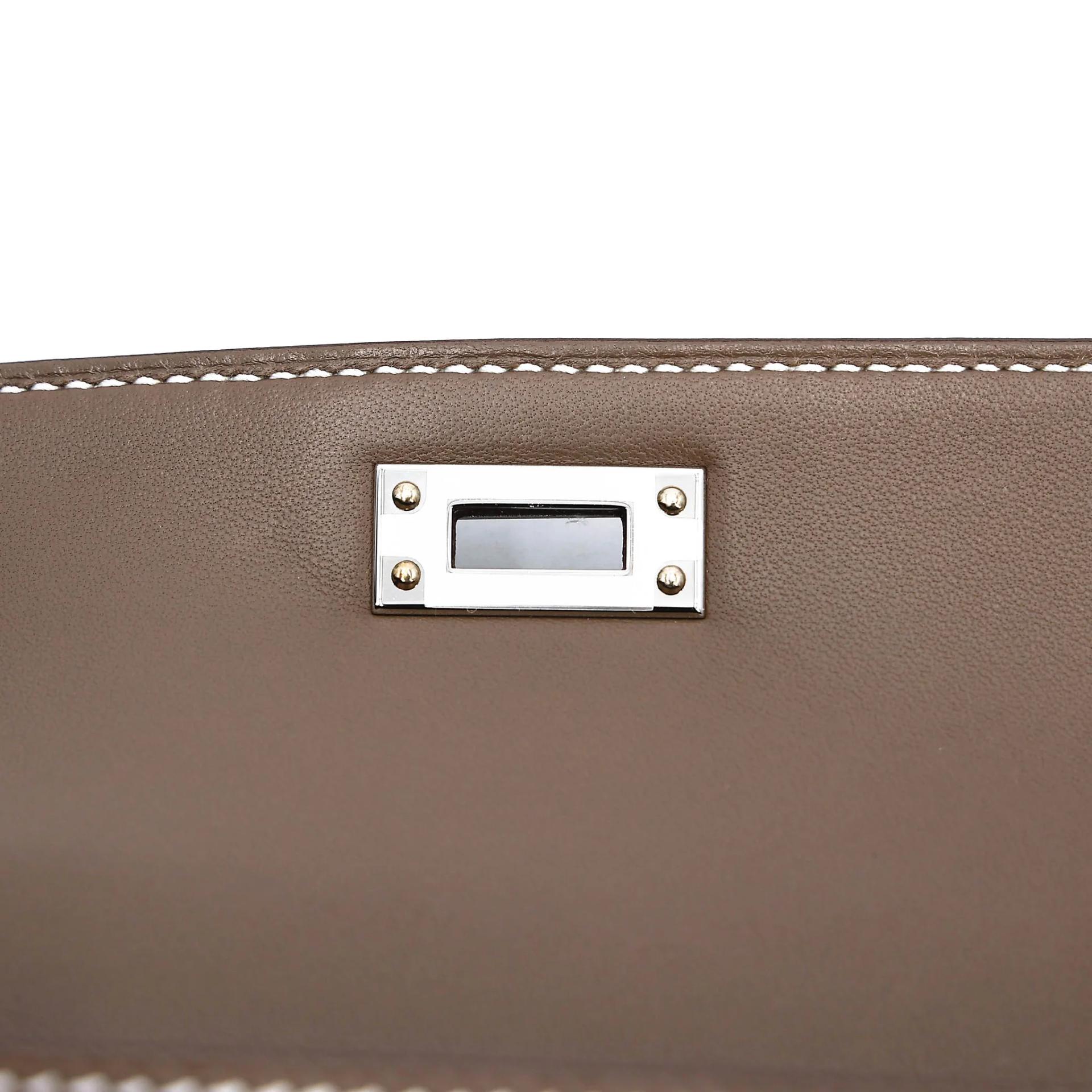 Brand New ( Rank N ) HERMÈS Mini Kelly II Etoupe (18) Epsom Palladium hardware G (2026) - 11