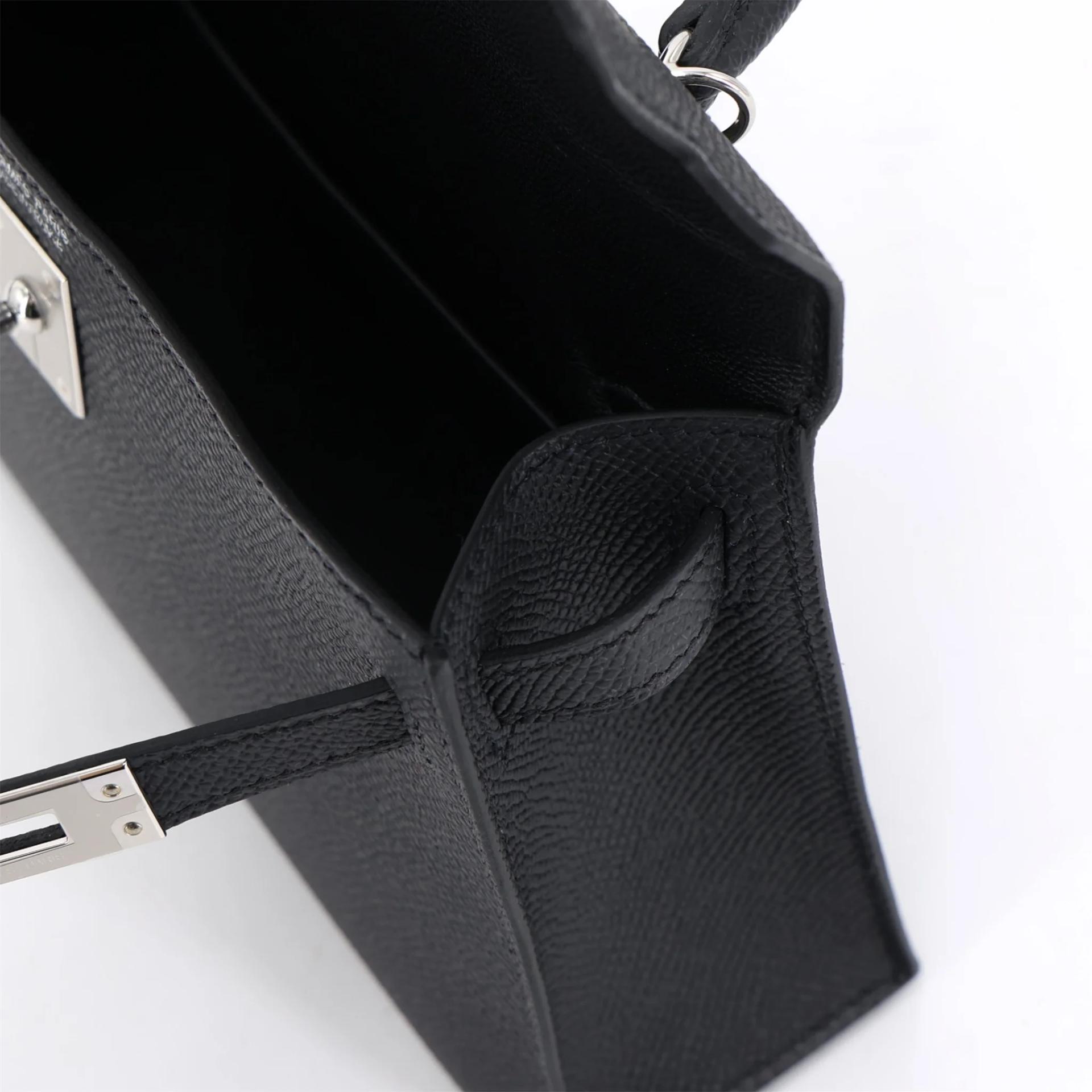 Brand New ( Rank N ) HERMÈS Mini Kelly II Noir (89) Epsom Palladium hardware G (2026) - 13