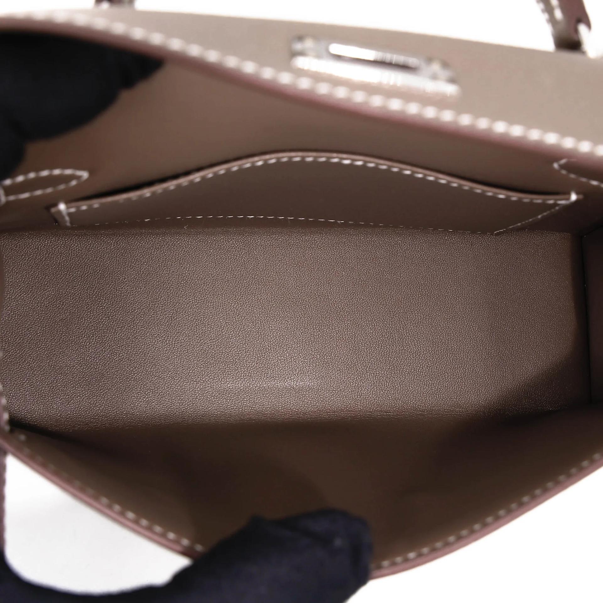 Brand New ( Rank N ) HERMÈS Mini Kelly II Etoupe (18) Epsom Palladium hardware G (2026) - 17