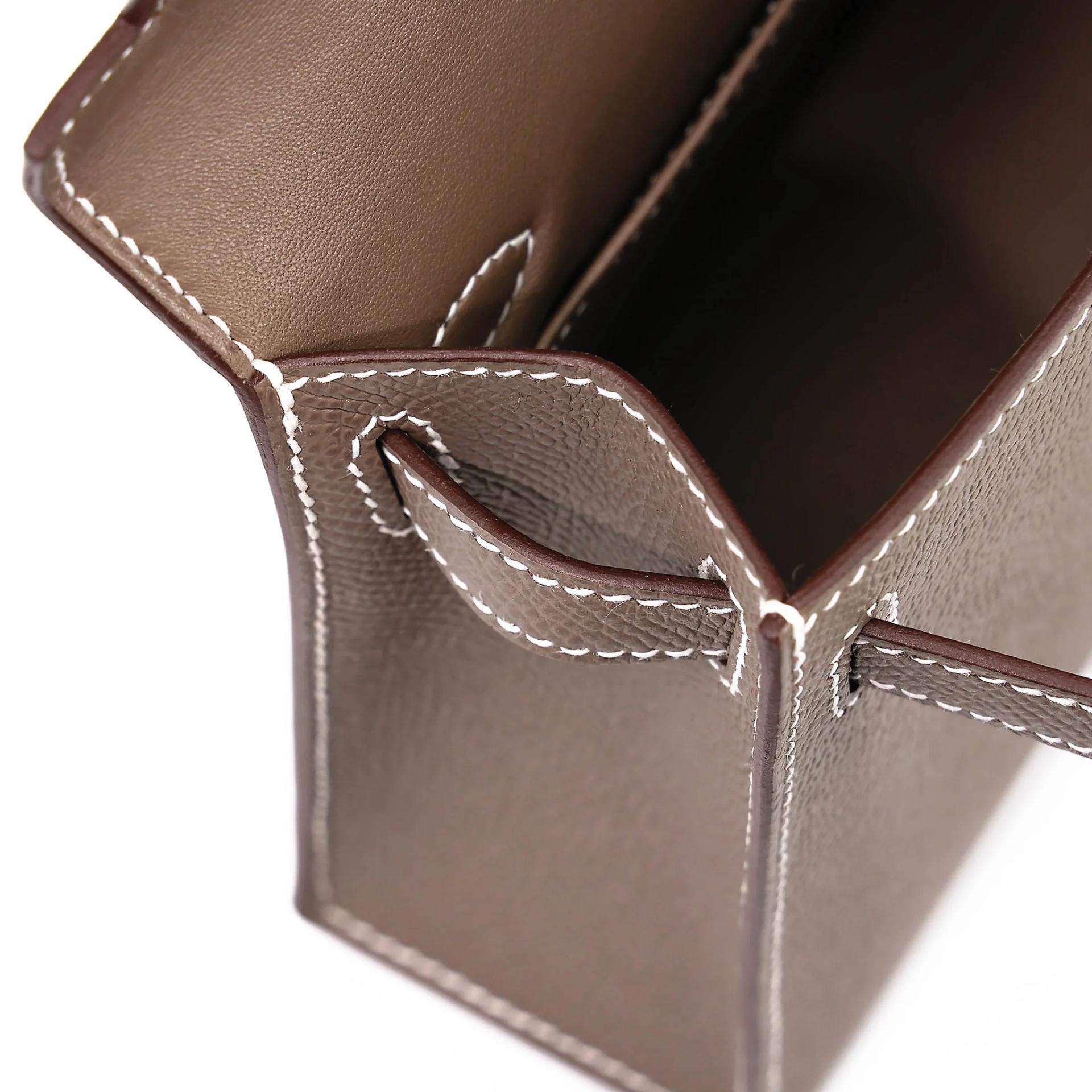 Brand New ( Rank N ) HERMÈS Mini Kelly II Etoupe (18) Epsom Palladium hardware G (2026) - 16