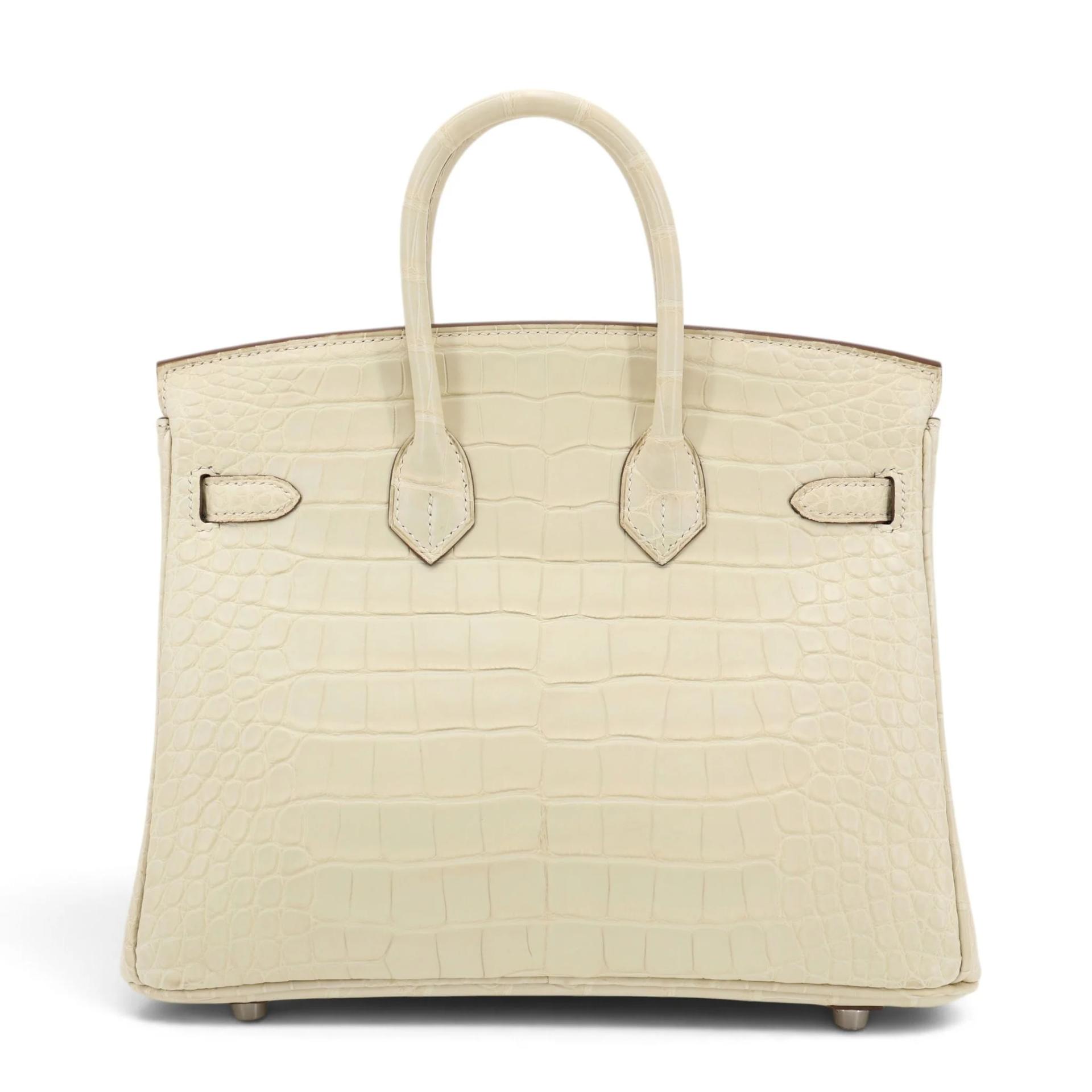Unused ( Rank NS ) HERMÈS Birkin 25 Vanille (Y1) Matte Alligator Palladium hardware Z (2021) - 2