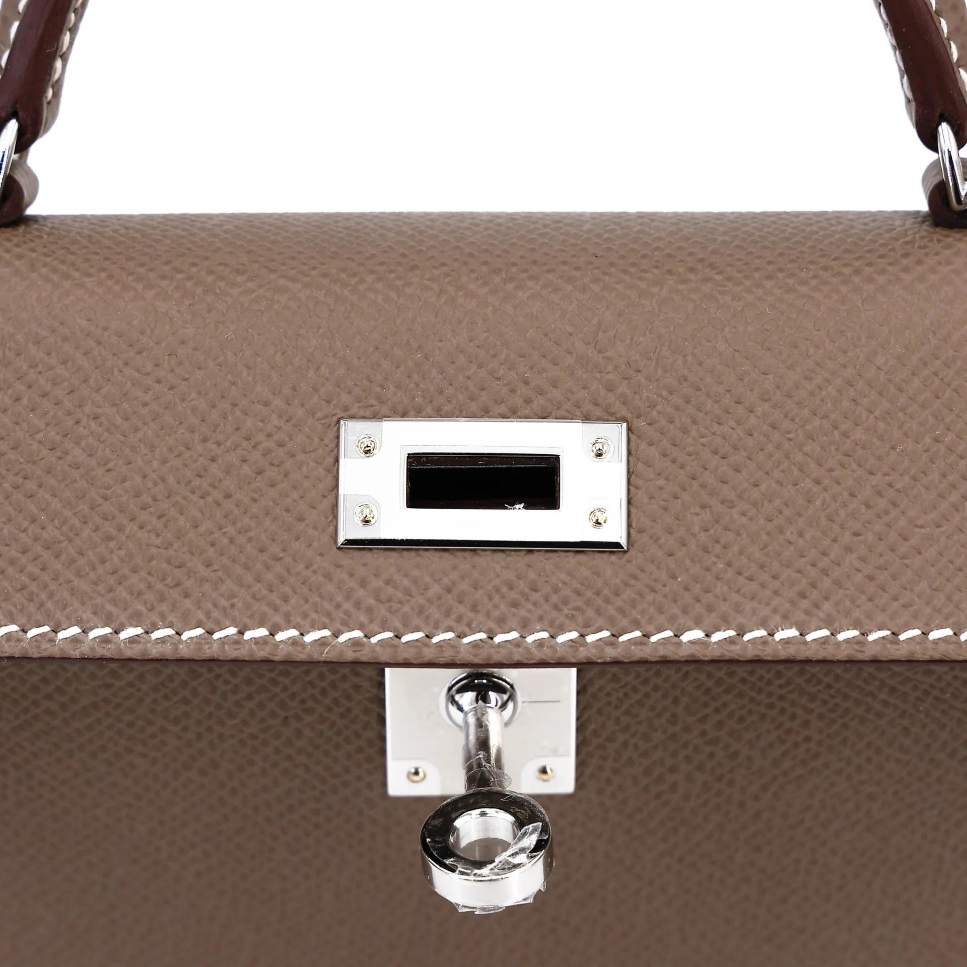 Brand New ( Rank N ) HERMÈS Mini Kelly II Etoupe (18) Epsom Palladium hardware G (2026) - 10
