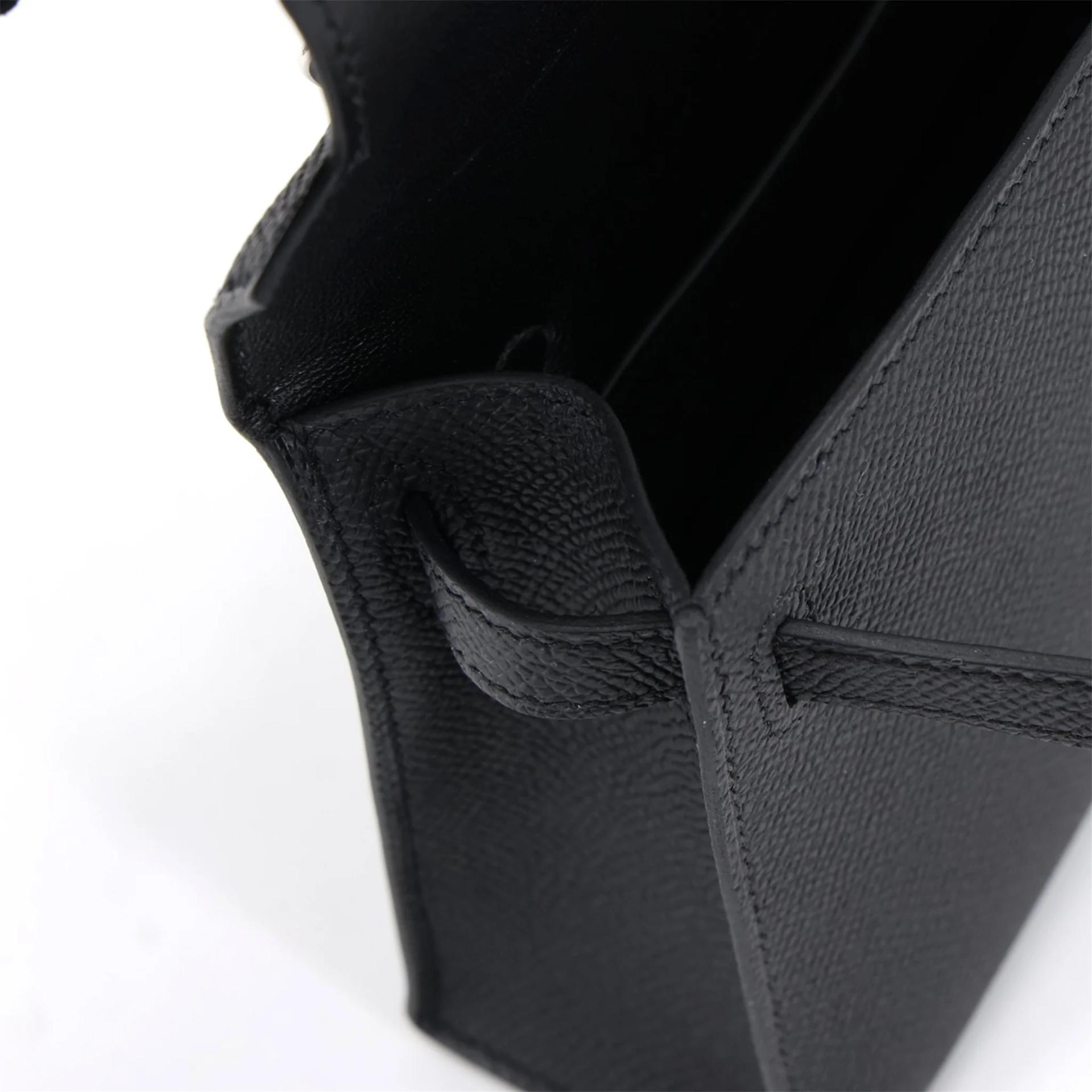 Brand New ( Rank N ) HERMÈS Mini Kelly II Noir (89) Epsom Palladium hardware G (2026) - 12