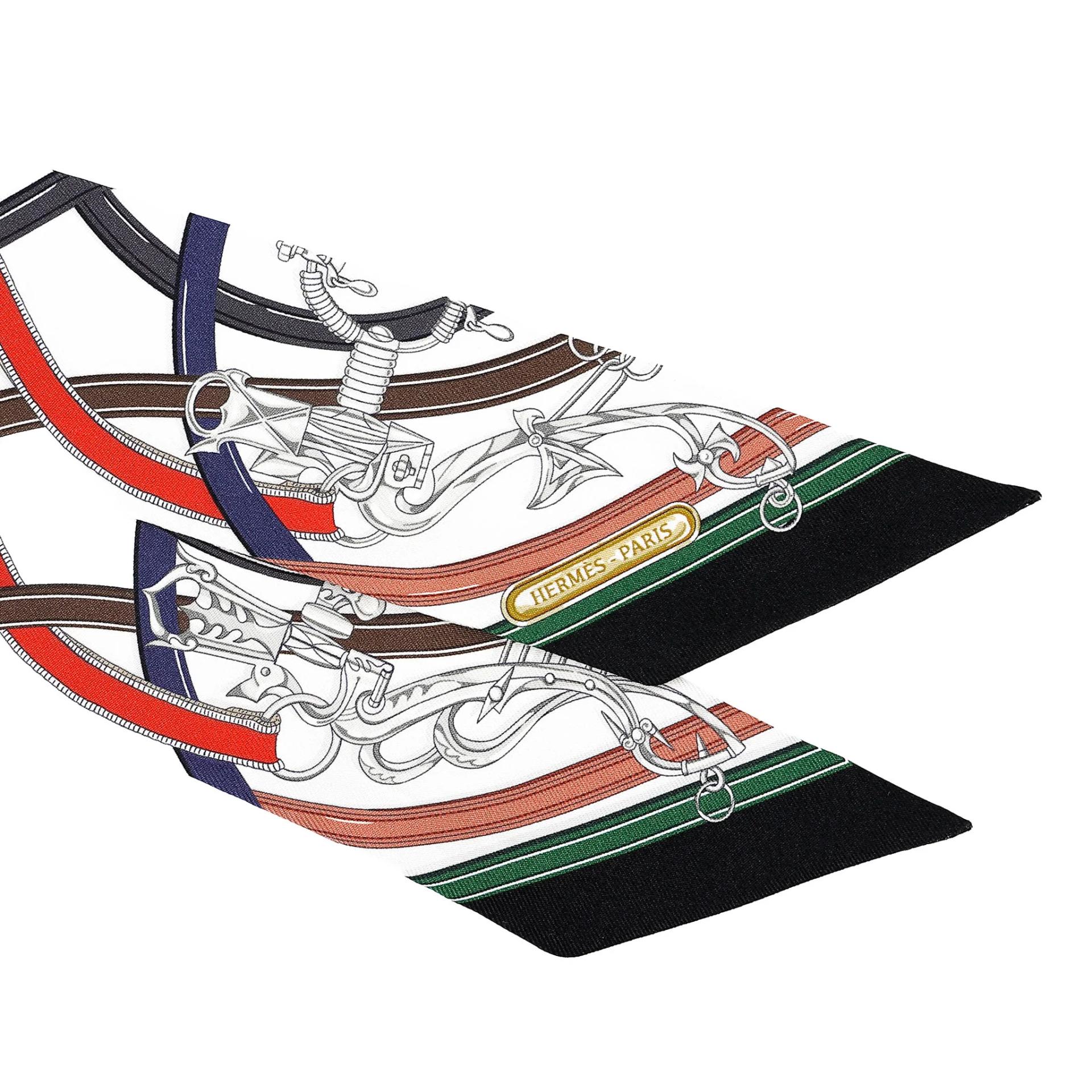 Brand New ( Rank N ) HERMÈS Harnais Legendaire Twilly White Silk - 4