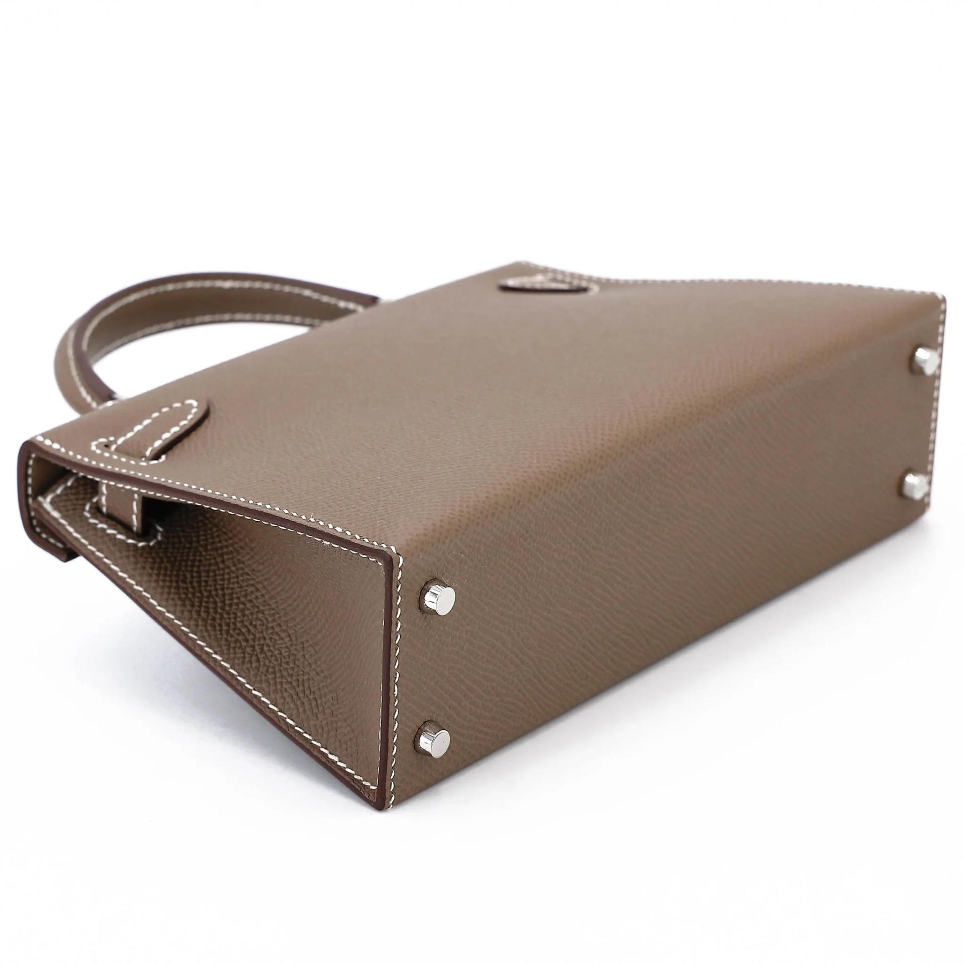 Brand New ( Rank N ) HERMÈS Mini Kelly II Etoupe (18) Epsom Palladium hardware G (2026) - 7
